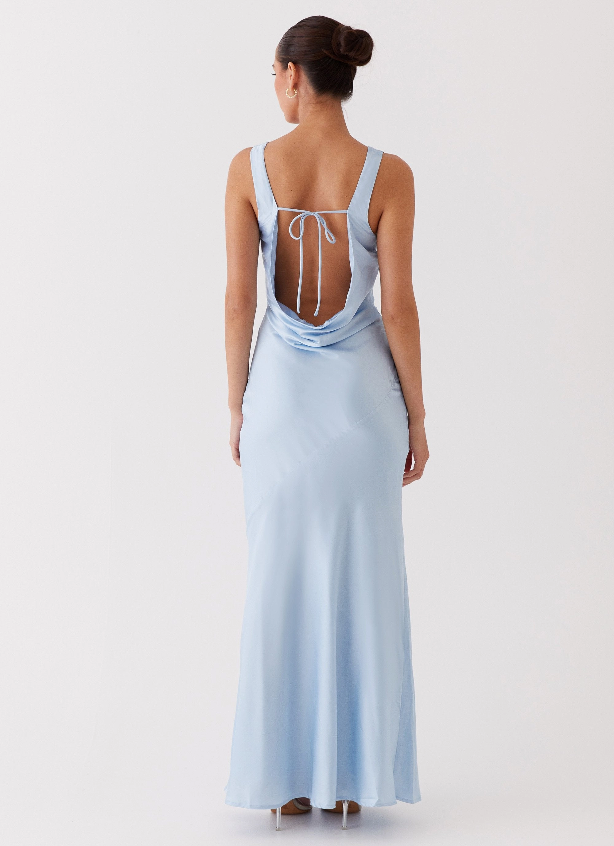 Be Mine Satin Maxi Dress - Blue Soft Appeal Evening Ready