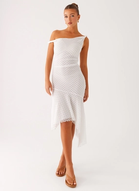 Huntah Midi Dress - Ivory Effortless Tailoring Garden-Party