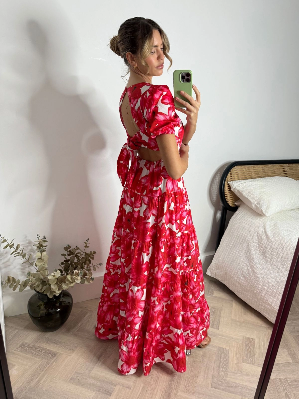 Zoe Tiered Cutout Maxi Dress / Red & White Minimal Aesthetic Versatile Wearable