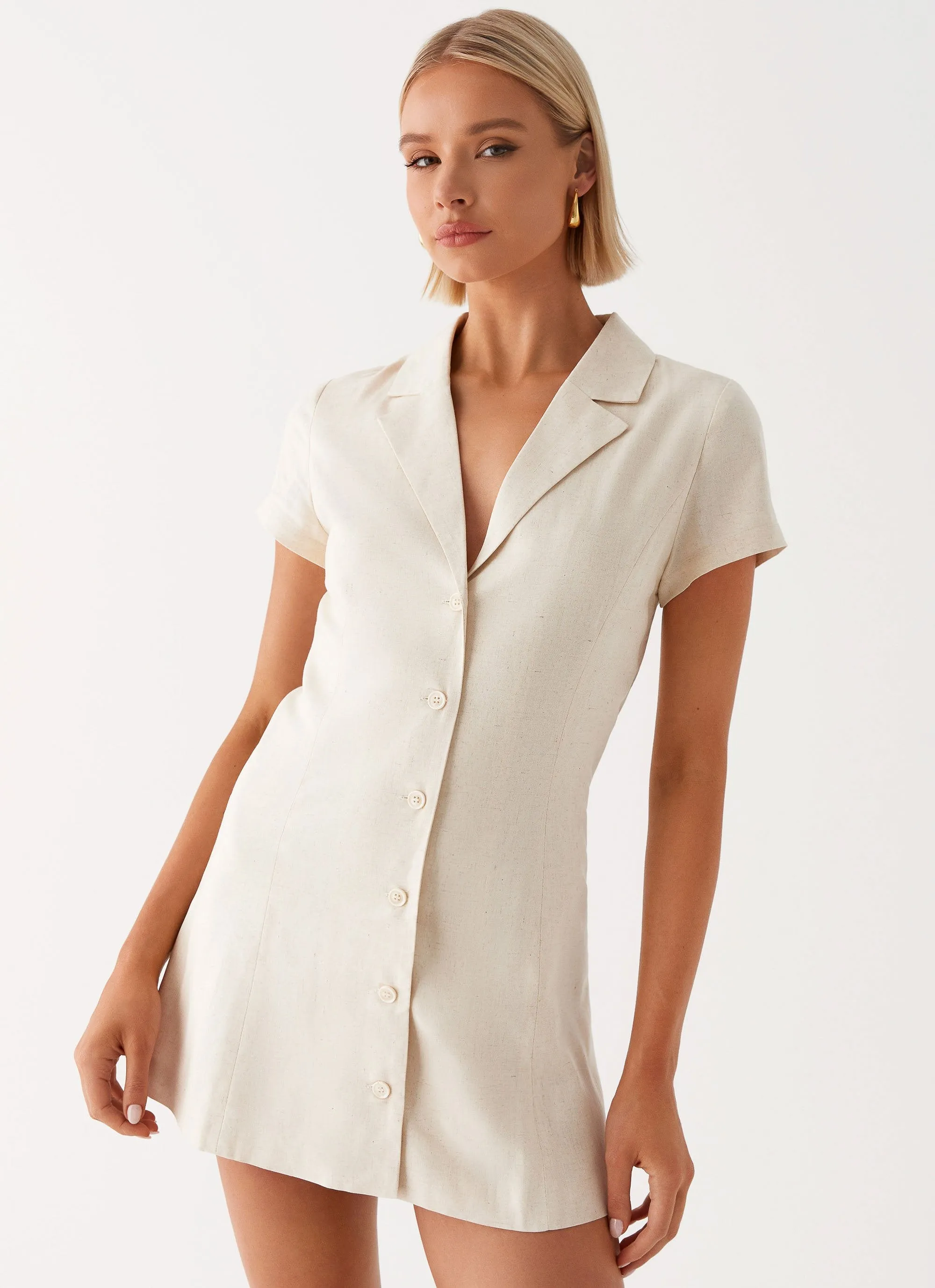 Layer Ready Russo Linen Mini Dress - Oatmeal