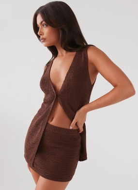 Capri Glow Knit Skirt - Chocolate Athleisure Inspired