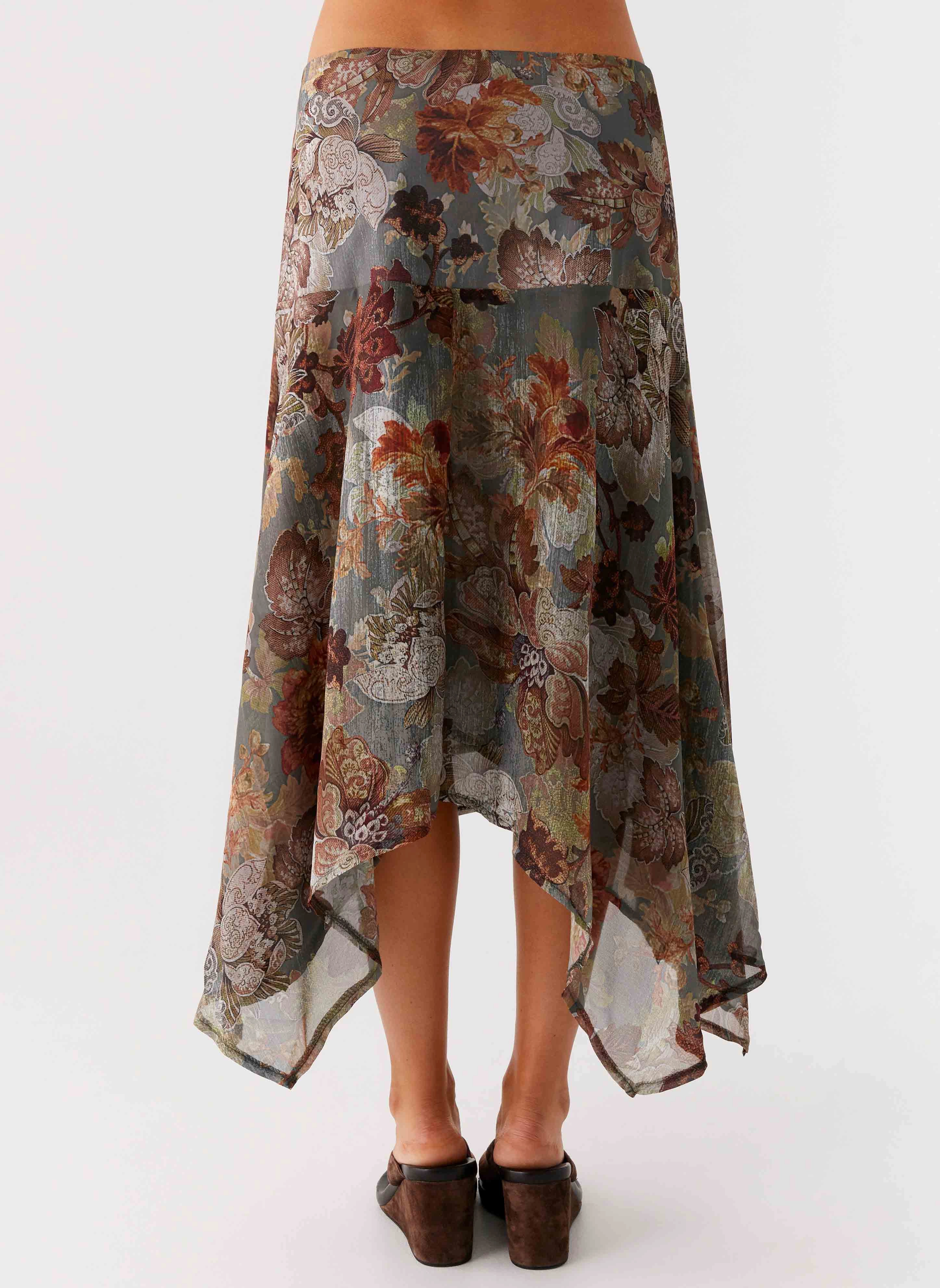 Rosewood Low Rise Midi Skirt - Vintage Blossom Temperature Regulating Durable Fabric