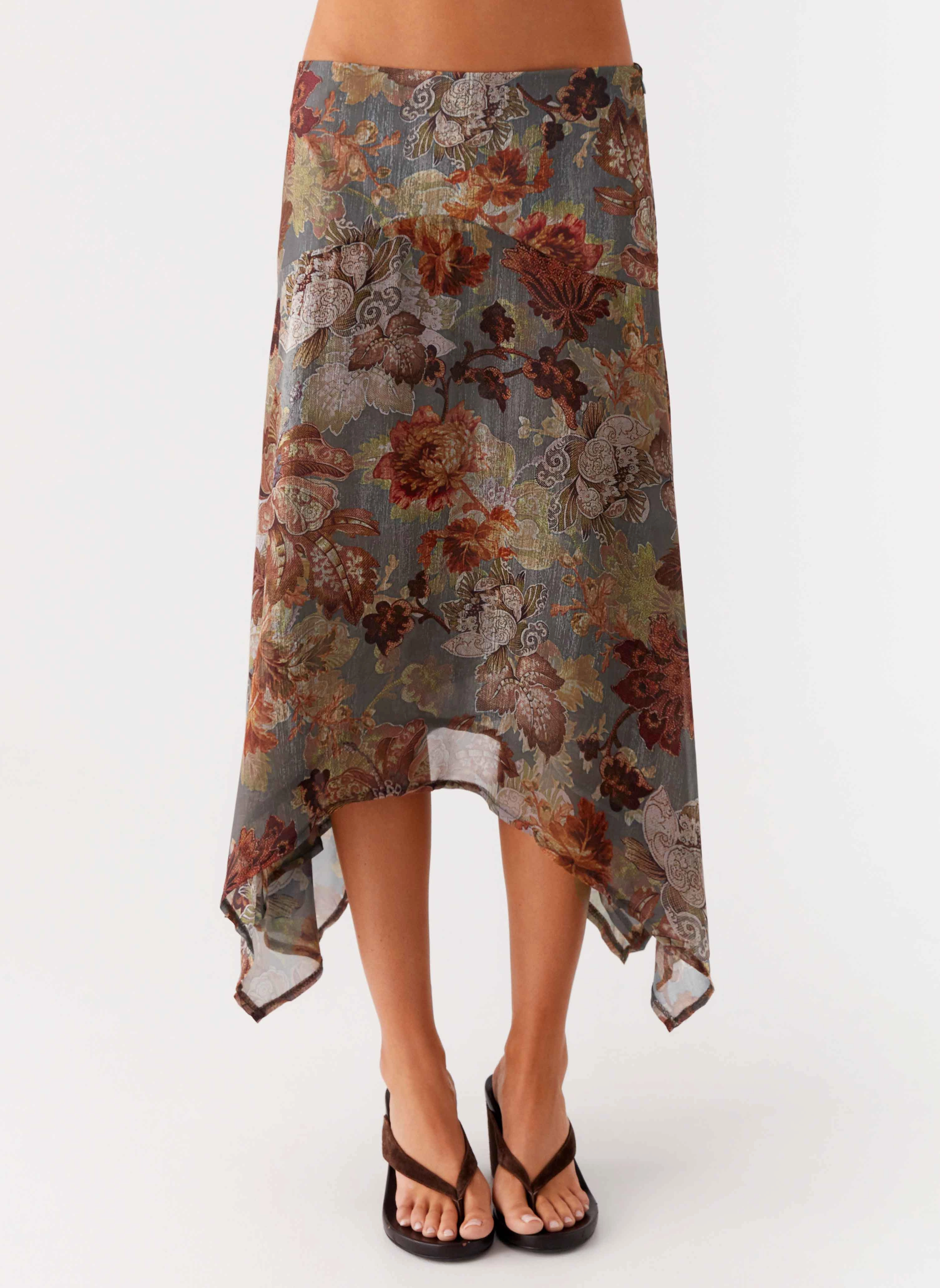 Rosewood Low Rise Midi Skirt - Vintage Blossom Comfort for All Soft Lines