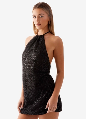 Summer Must-have Kingdom Sequin Mini Dress - Black