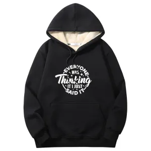 Everyone Was Thinking Crew Collar Fleece Sherpa Hoodie