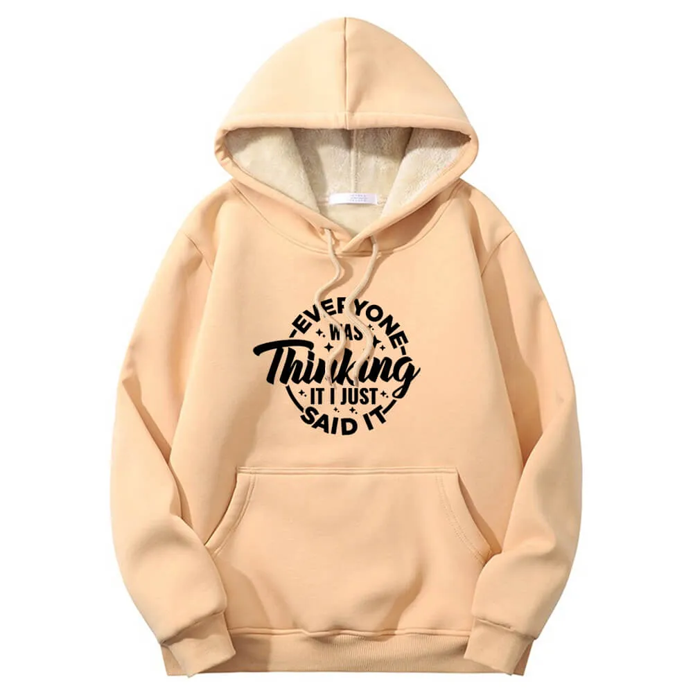 Everyone Was Thinking Crew Collar Fleece Sherpa Hoodie