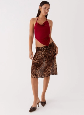 Evoke Chiffon Midi Skirt - Leopard Active Wear Mix Culture