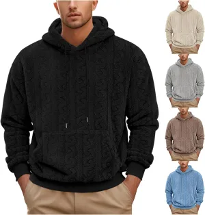 evzosrz Mens Oversized Sweatshirts Hoodies Casual Long Sleeve Loose Fit Sweater Unisex Jacquard Hooded Pullover Sweaters