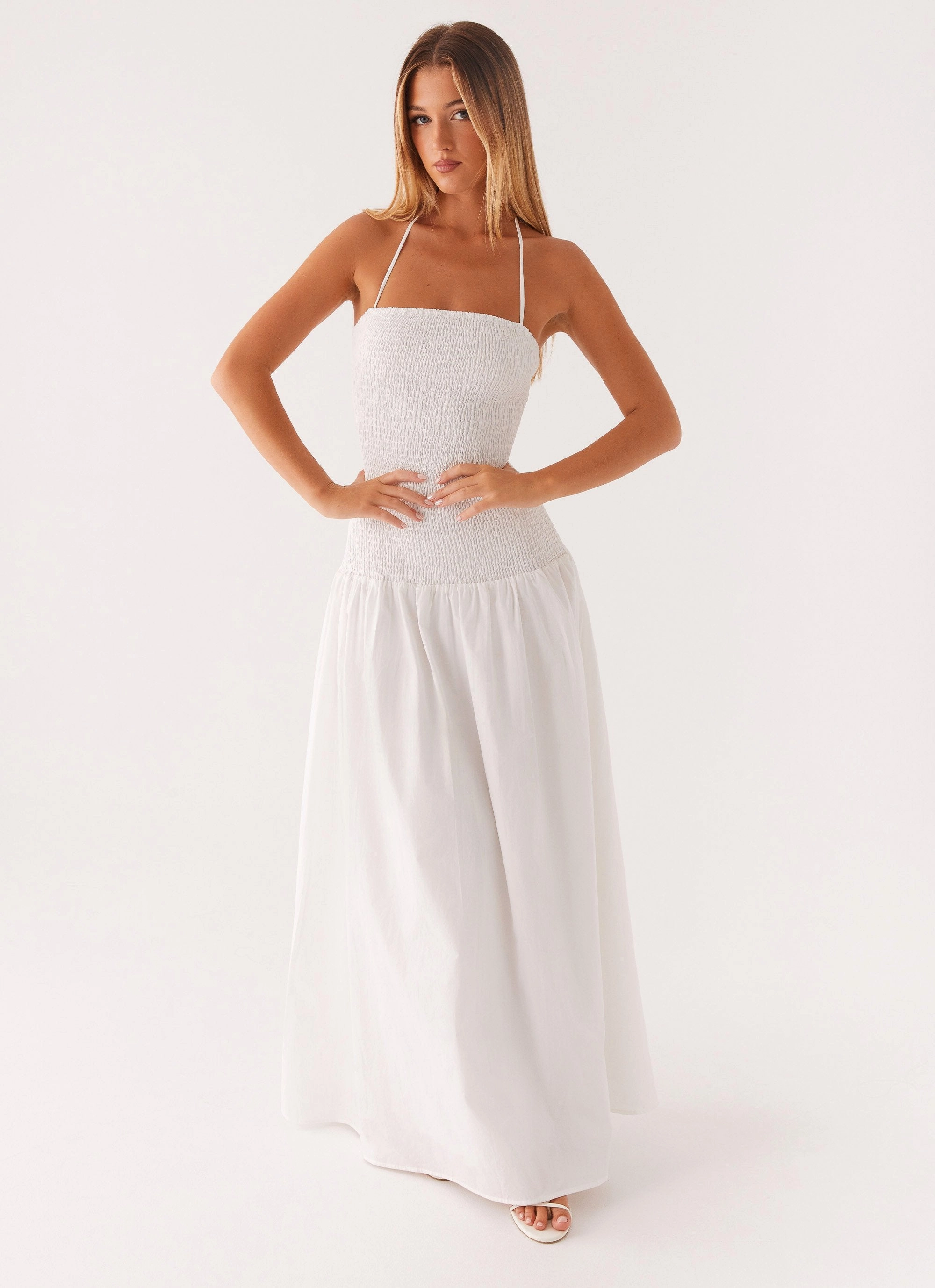 Zahra Maxi Dress - White Loose Flow