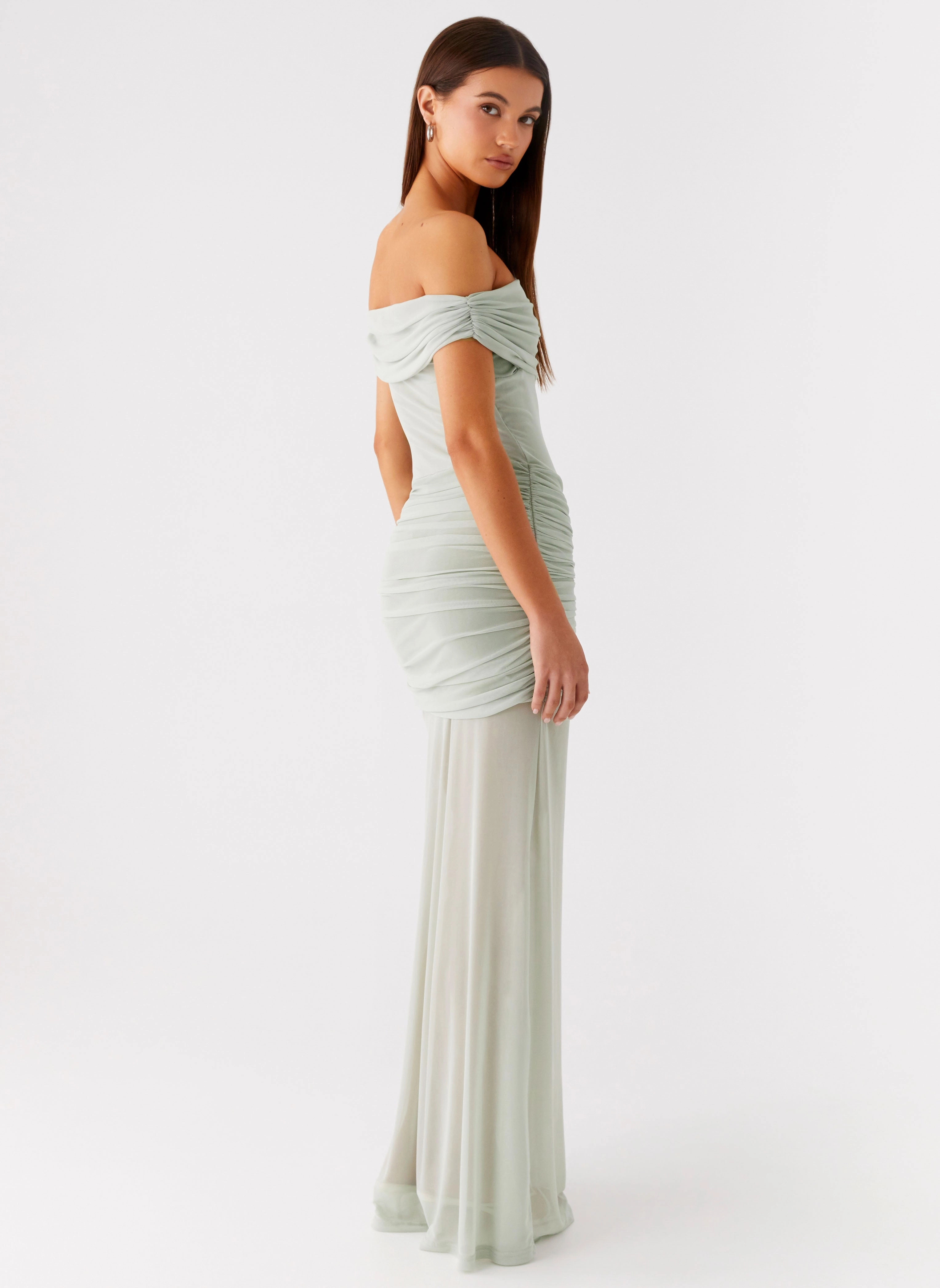 Eyllin Off Shoulder Maxi Dress - Sage Dreamy Touch Smart and Elegant