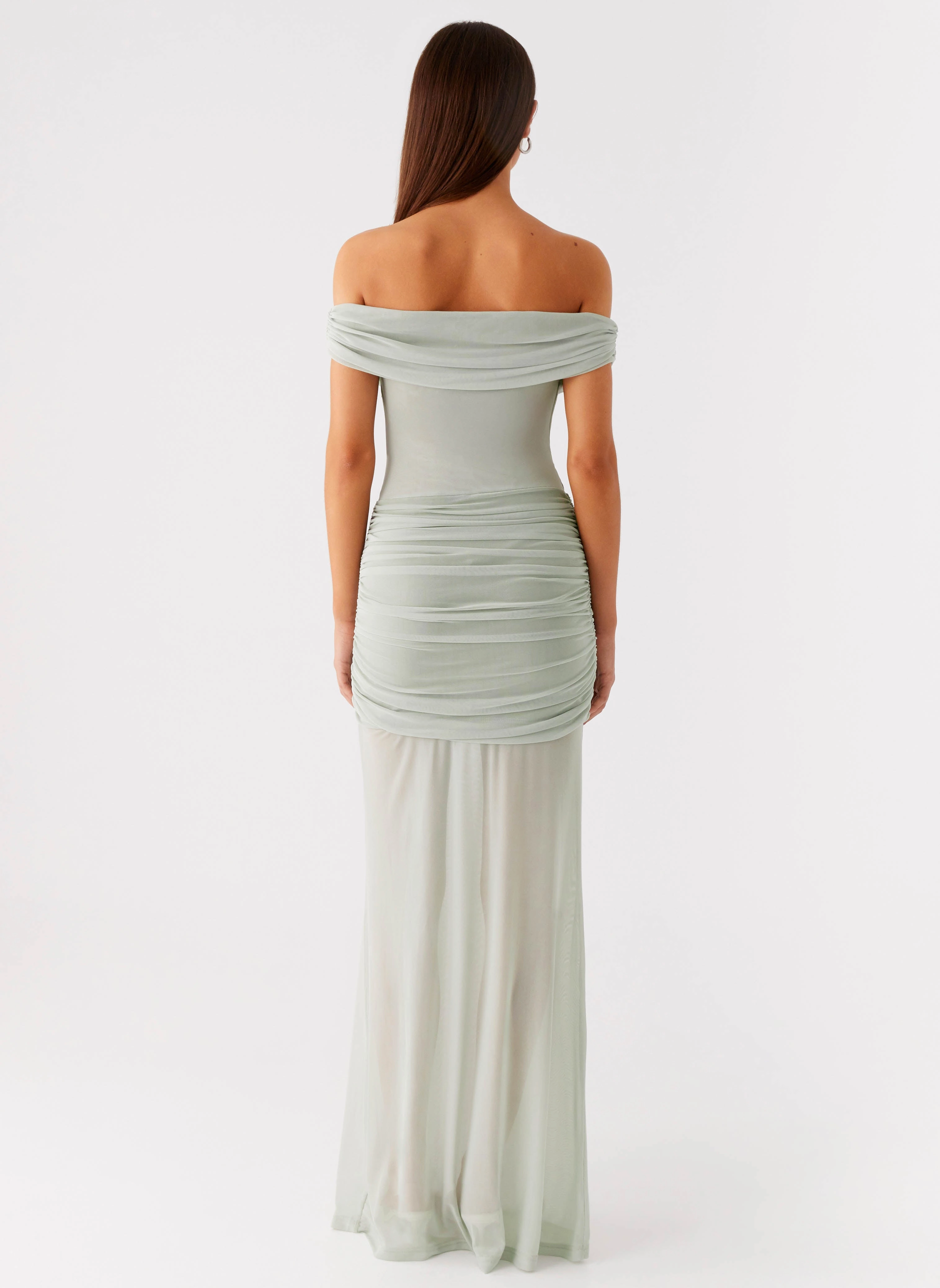 Eyllin Off Shoulder Maxi Dress - Sage Halter-Neck Sleeveless