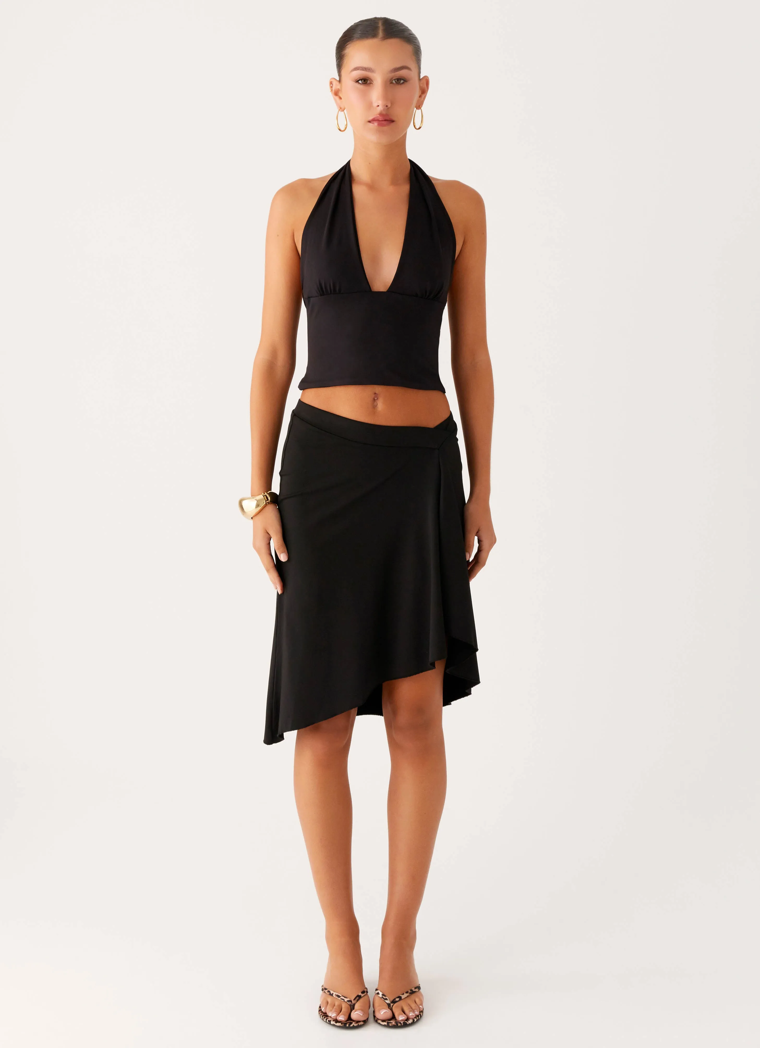 Fade Out Hardwear Halter Top - Black Modern Silhouette Activewear Top