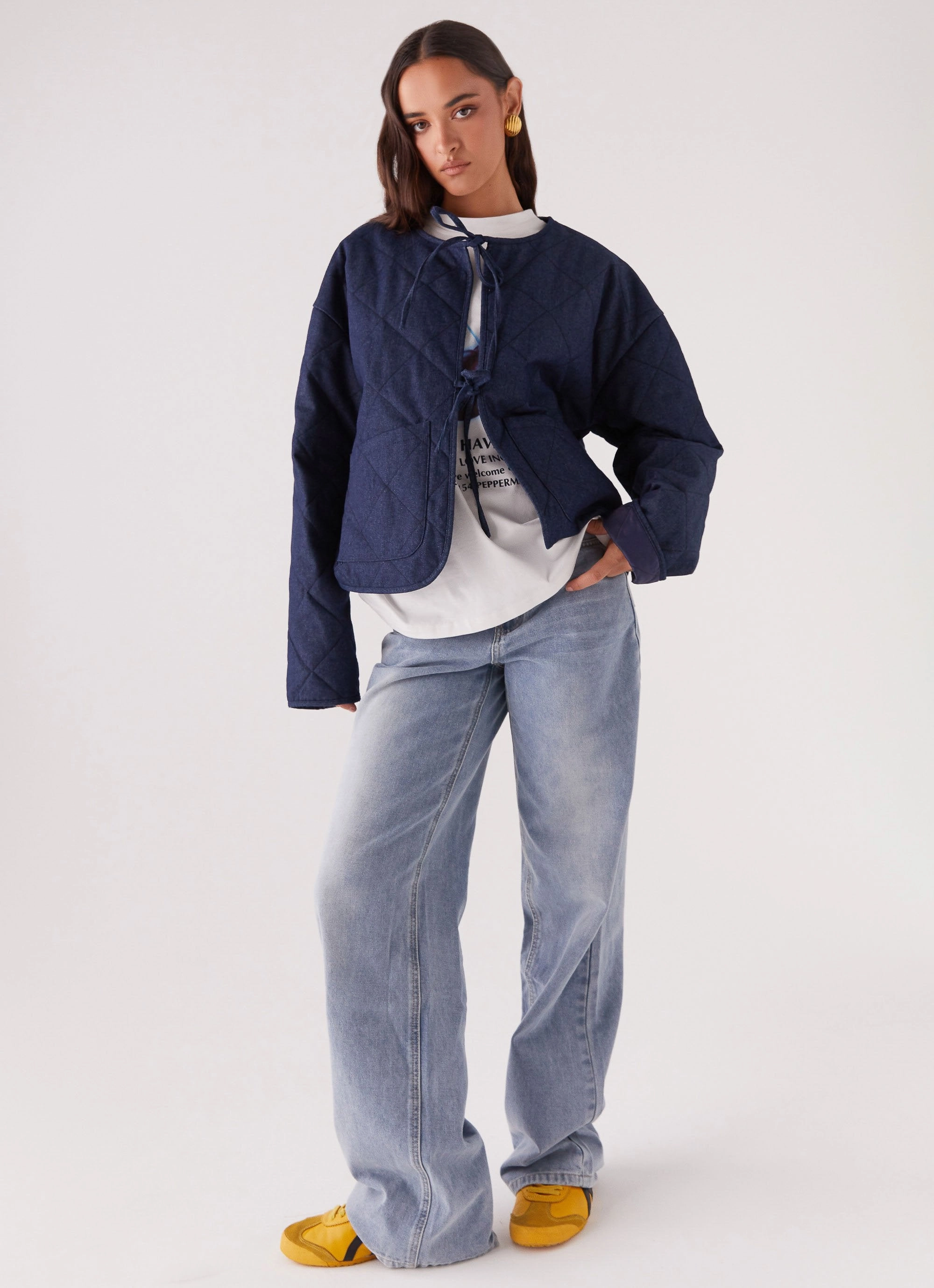 Faded Fall Quilted Jacket - Vintage Blue Wash Extra Layer Piece ContouredShoulderFit