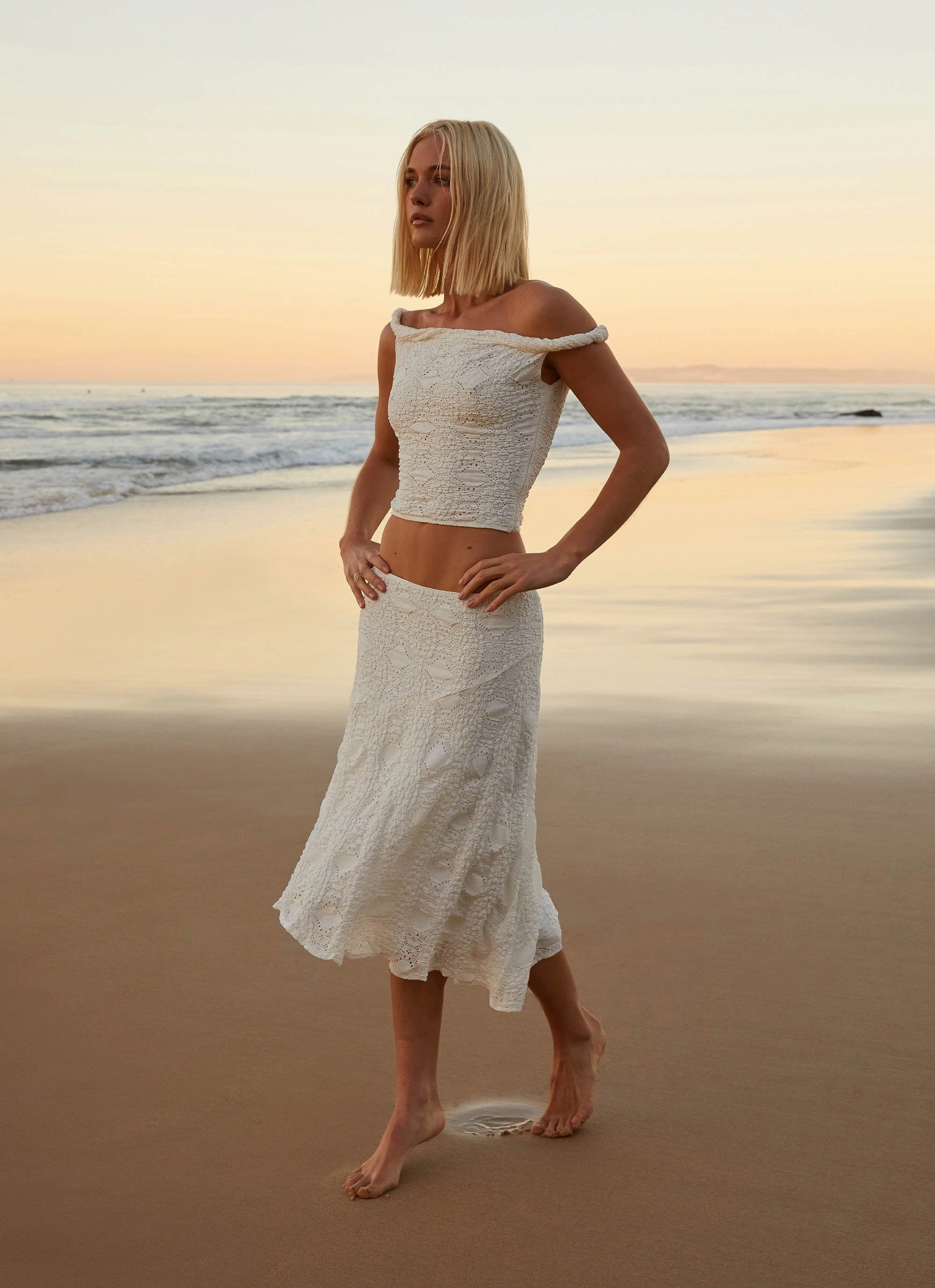 Diamond Sky Top - White Four Way Stretch Fabric Tagless Comfort Collar