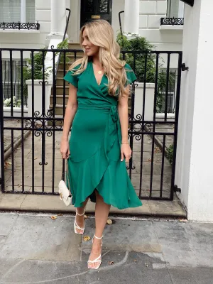 Faith Midi Ruffle Dress / Deep Green Perfect Comfort Wear