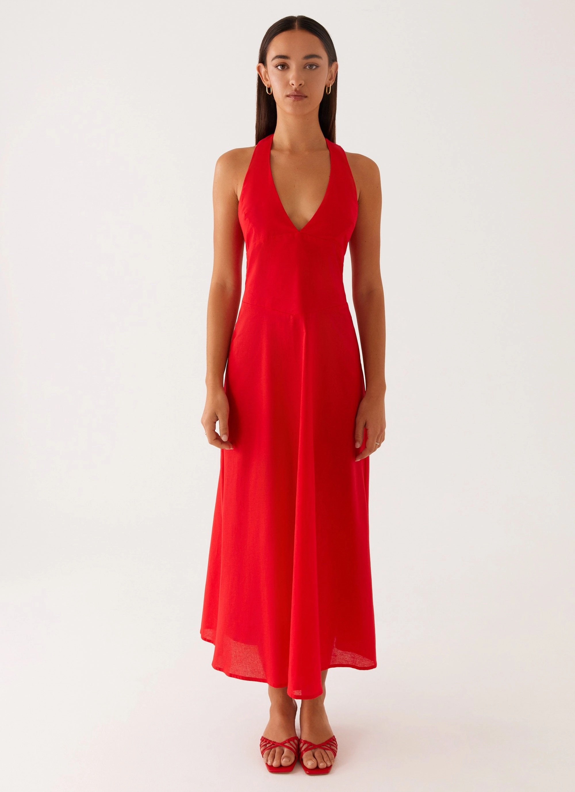 Adjustable-Length Falling For You Midi Dress - Red