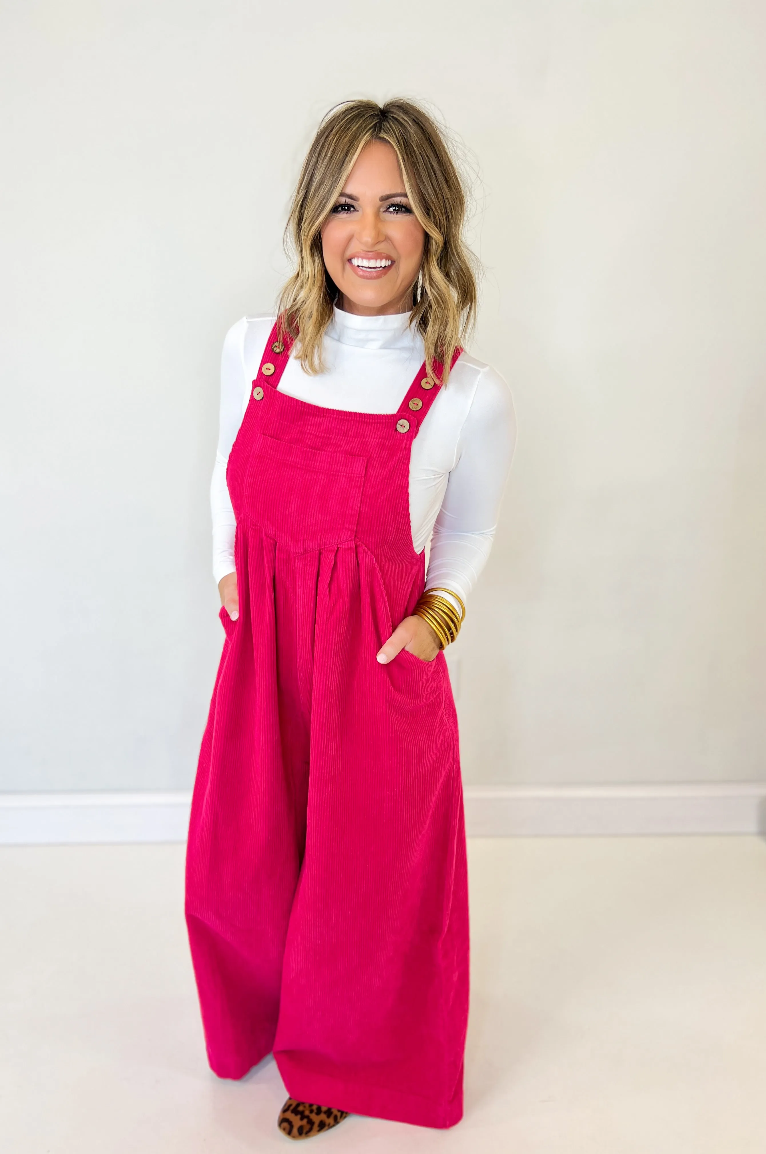 Famous Last Words Overalls - Fuchsia