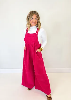 Famous Last Words Overalls - Fuchsia