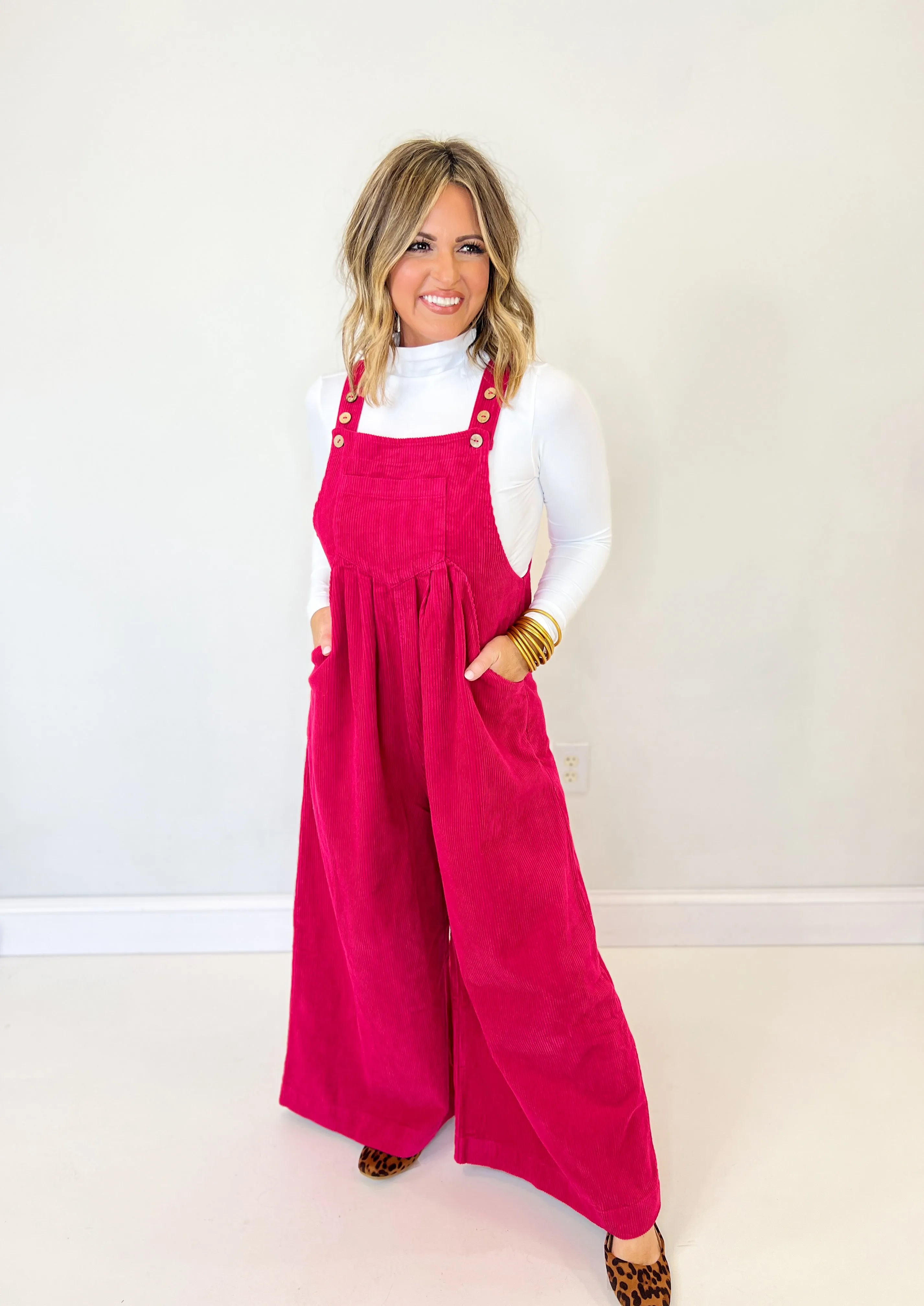 Famous Last Words Overalls - Fuchsia