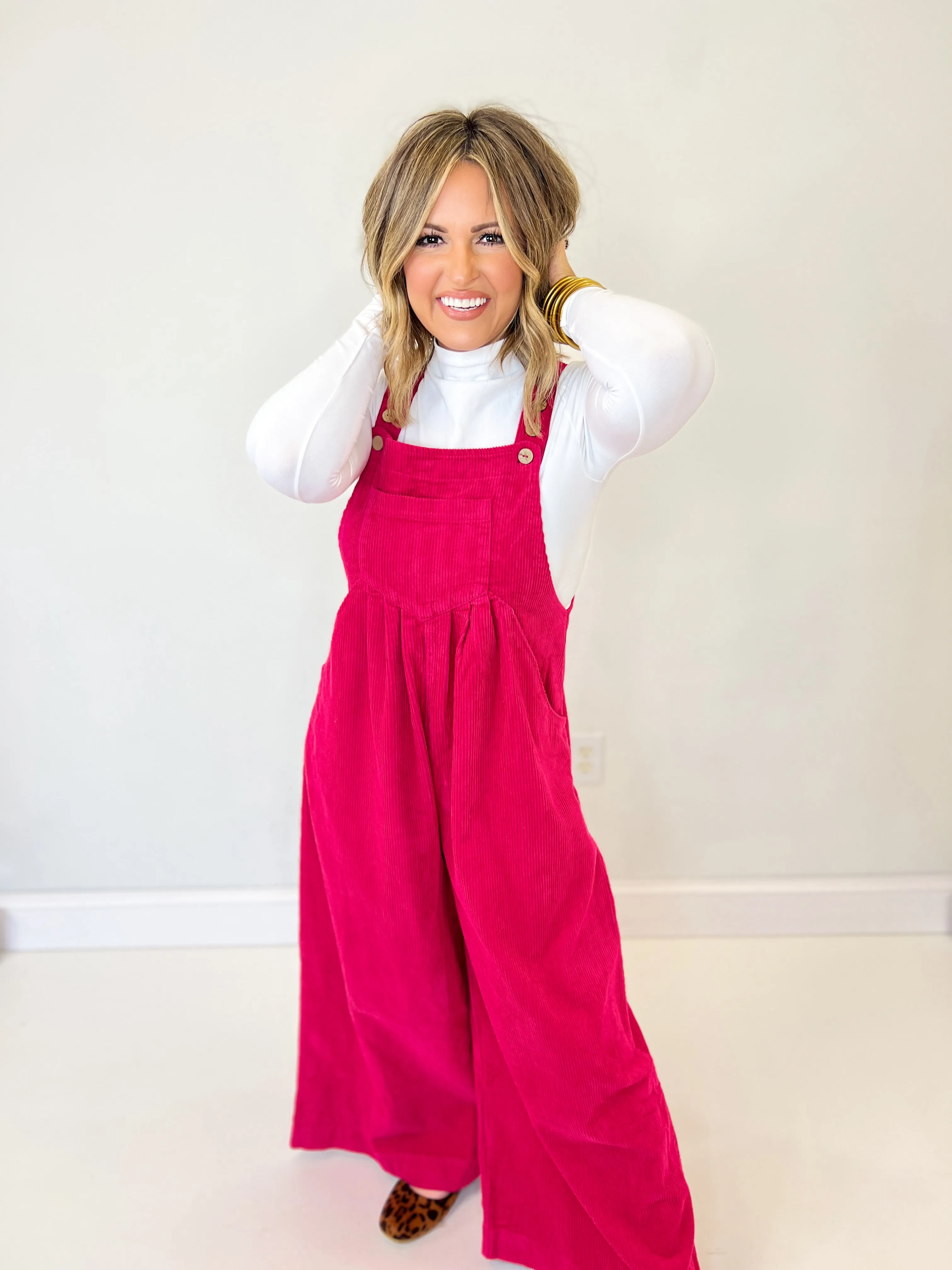 Famous Last Words Overalls - Fuchsia