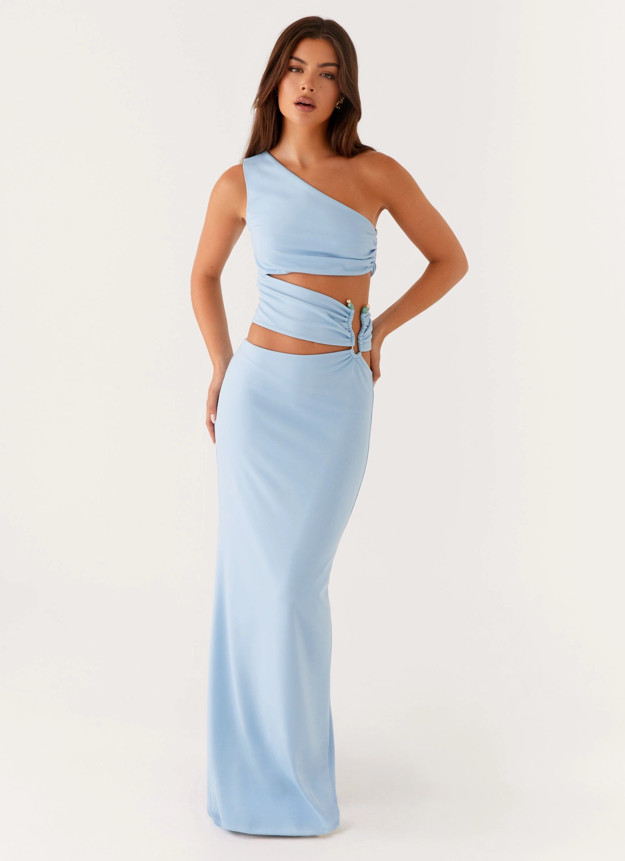 Laylani Cut Out Maxi Dress - Blue Minimal Mood