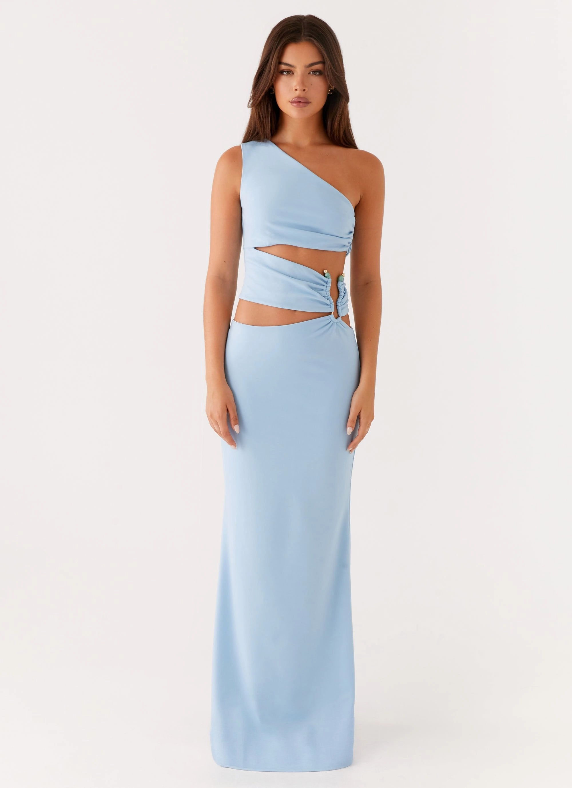 Sage Detail Laylani Cut Out Maxi Dress - Blue