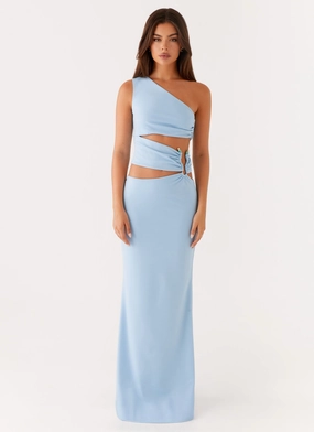 Sage Detail Laylani Cut Out Maxi Dress - Blue