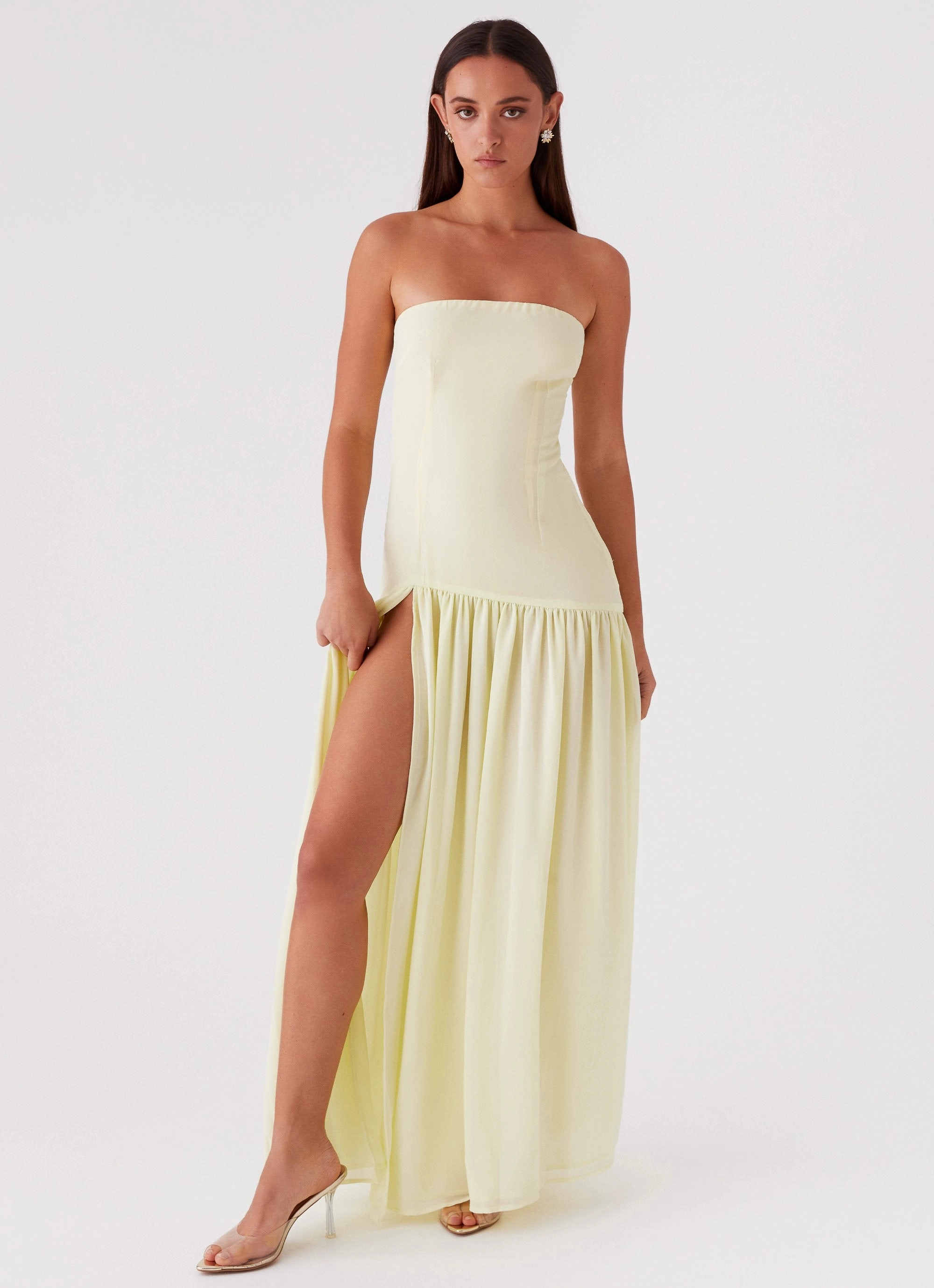 Eden Strapless Maxi Dress - Yellow Simple Elegance