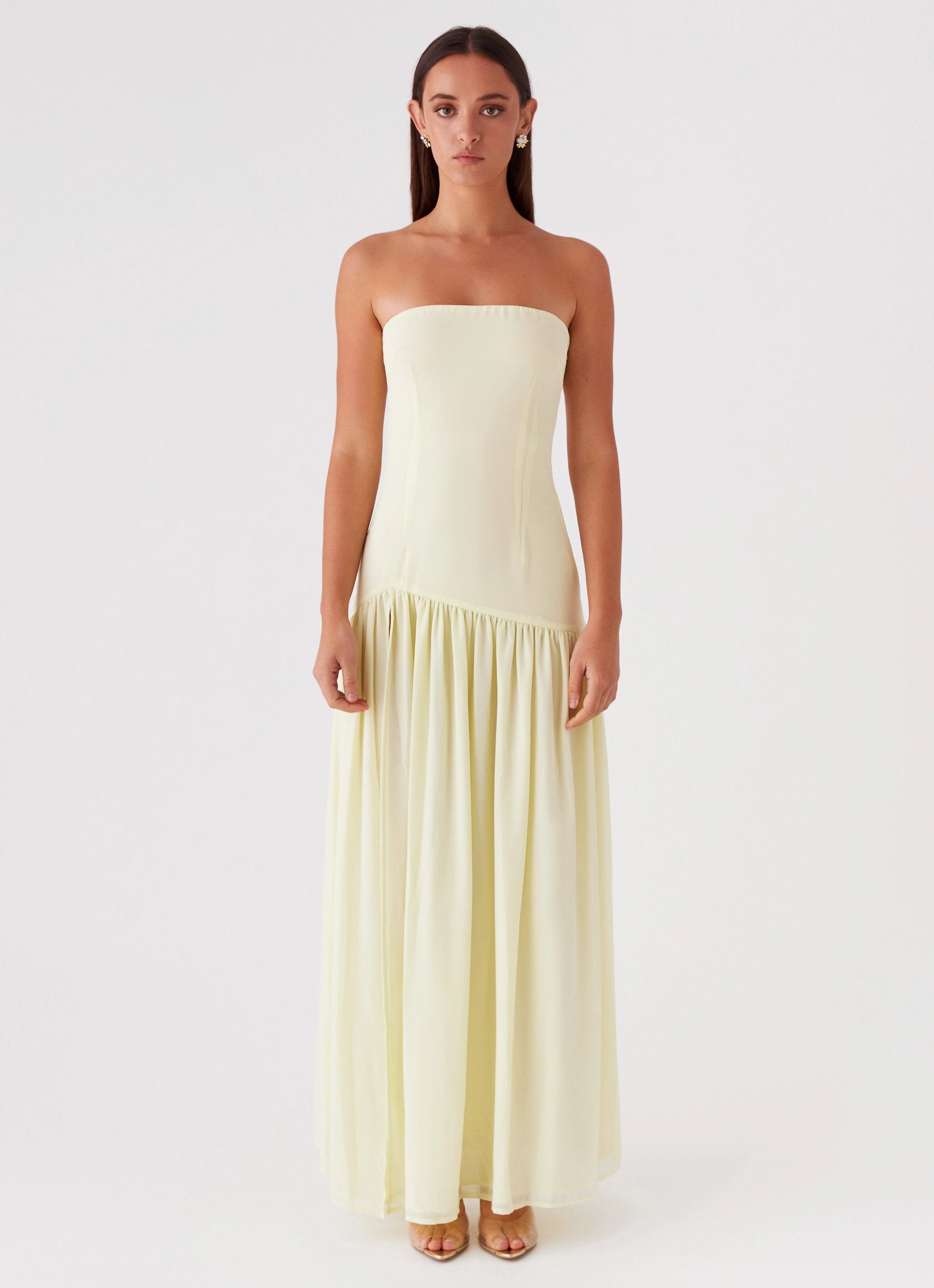 Eden Strapless Maxi Dress - Yellow Light Coral Trend Focused