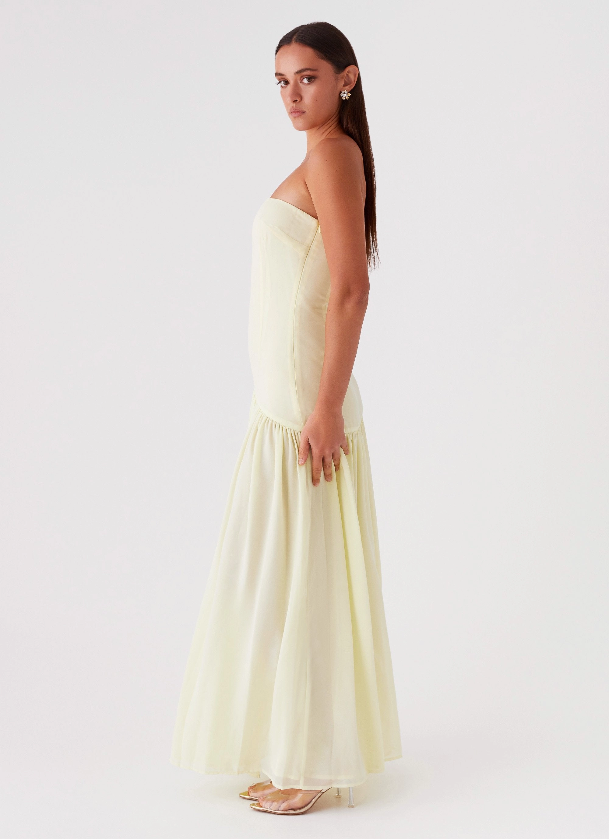 Eden Strapless Maxi Dress - Yellow Vibrant Look