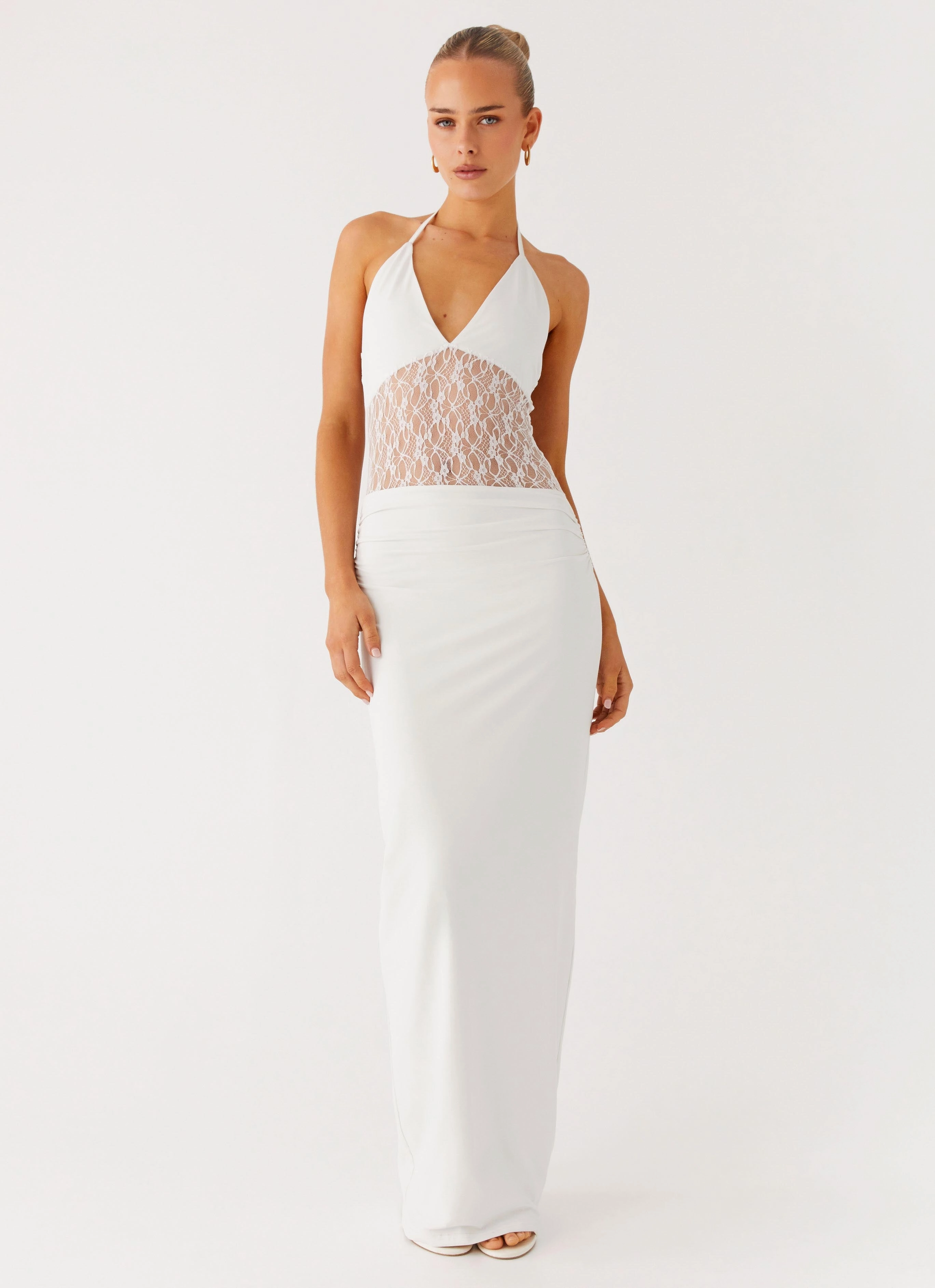 Enchant Lace Maxi Dress - Ivory Mini-Length