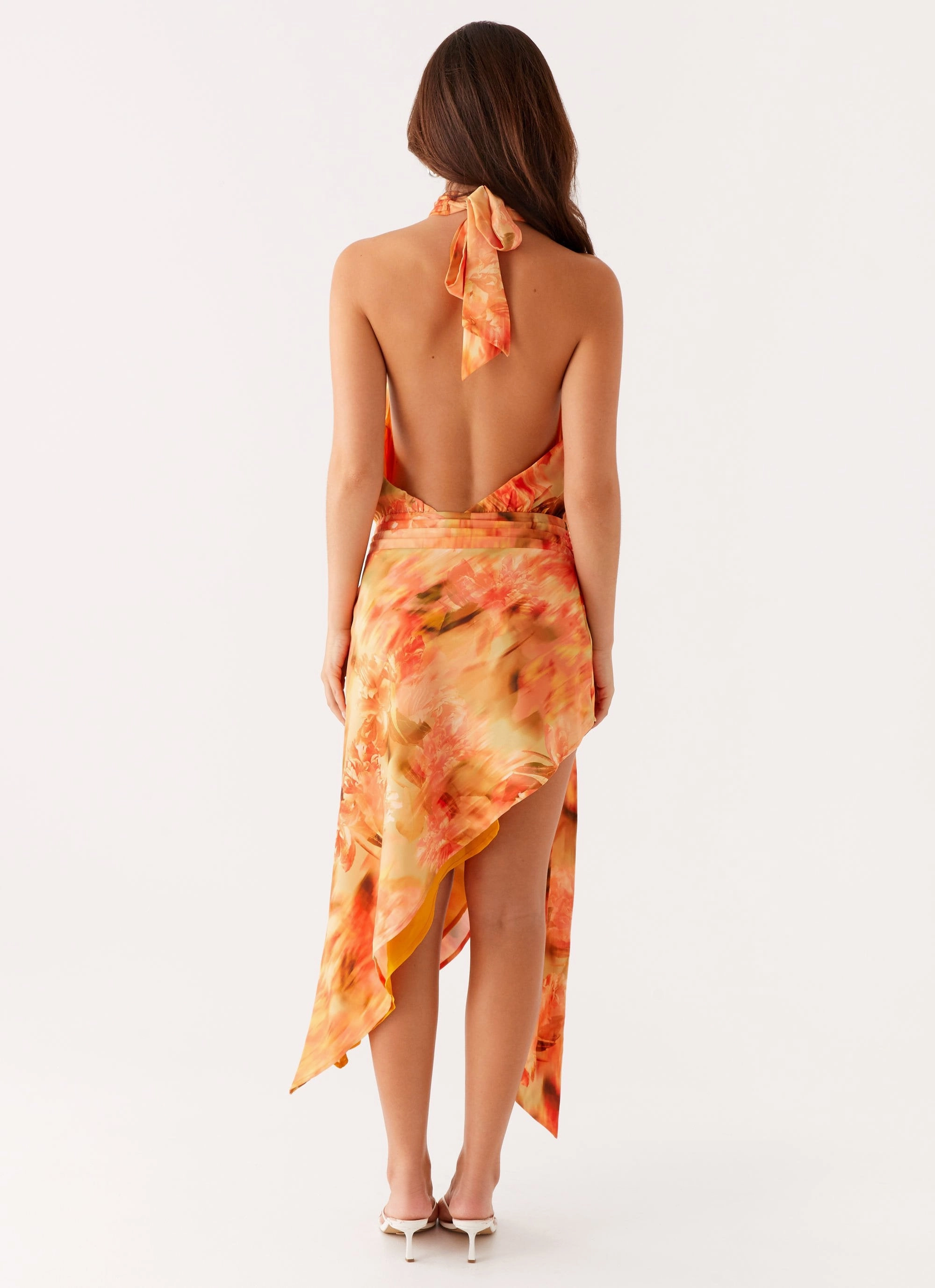 Lou Midi Dress - Sunset Floral Cozy Vibe Crisp Look