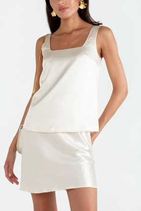 "The Billie" - Square Neck Silk Cami (Bra Friendly Champagne) Weekend Fresh Everyday Use