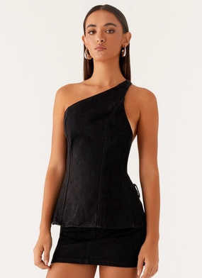 Striped Design Maysa Low Rise Mini Skirt - Black