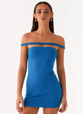 Sunday Sun Mini Dress - Royal Blue Elegant Look Elastic-Waist