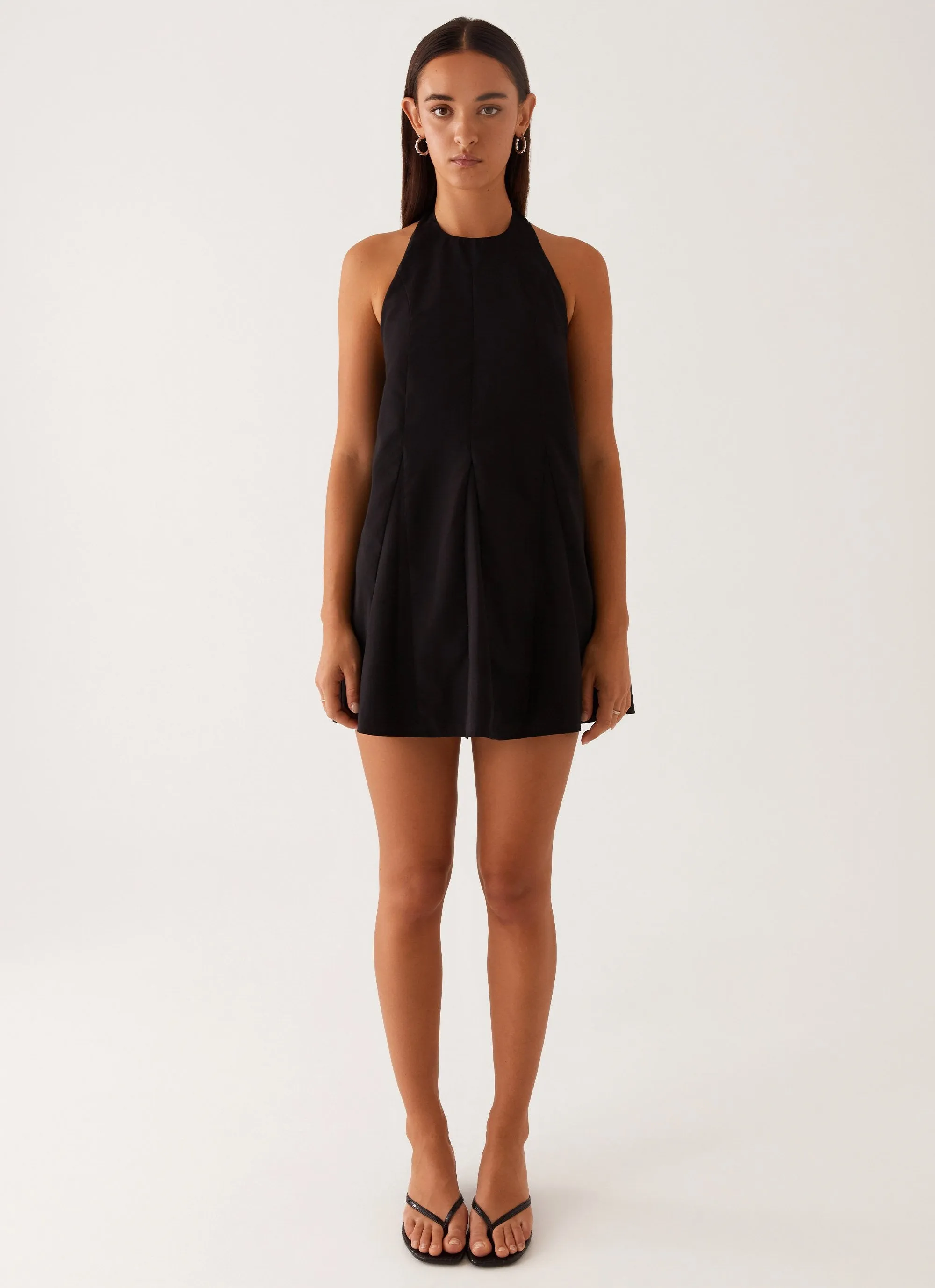Side-Pocket Avalon Halterneck Mini Dress - Black