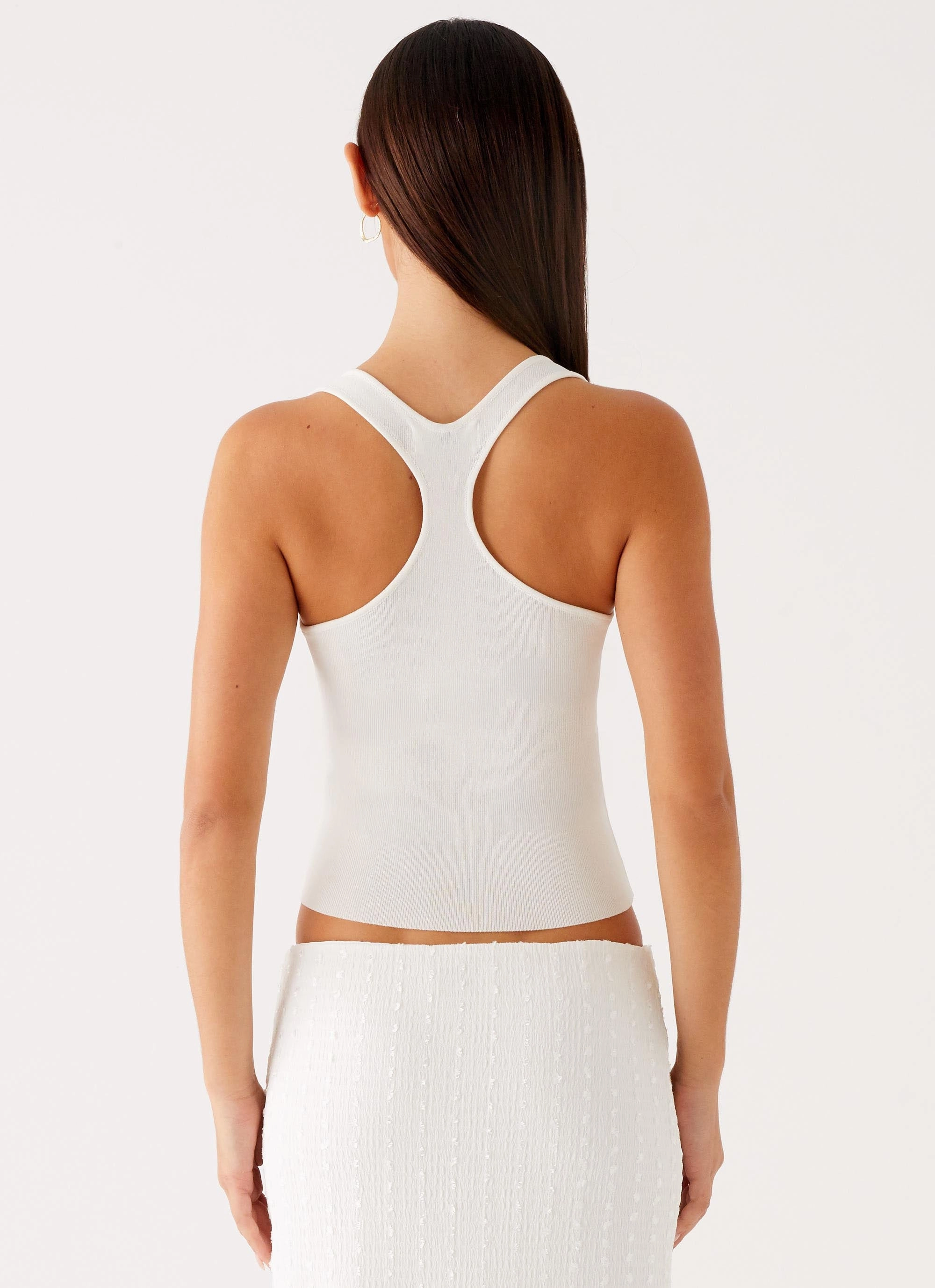 Johanna Knit Top - White Zero Waste Cut Pattern Compact Jacquard Weave
