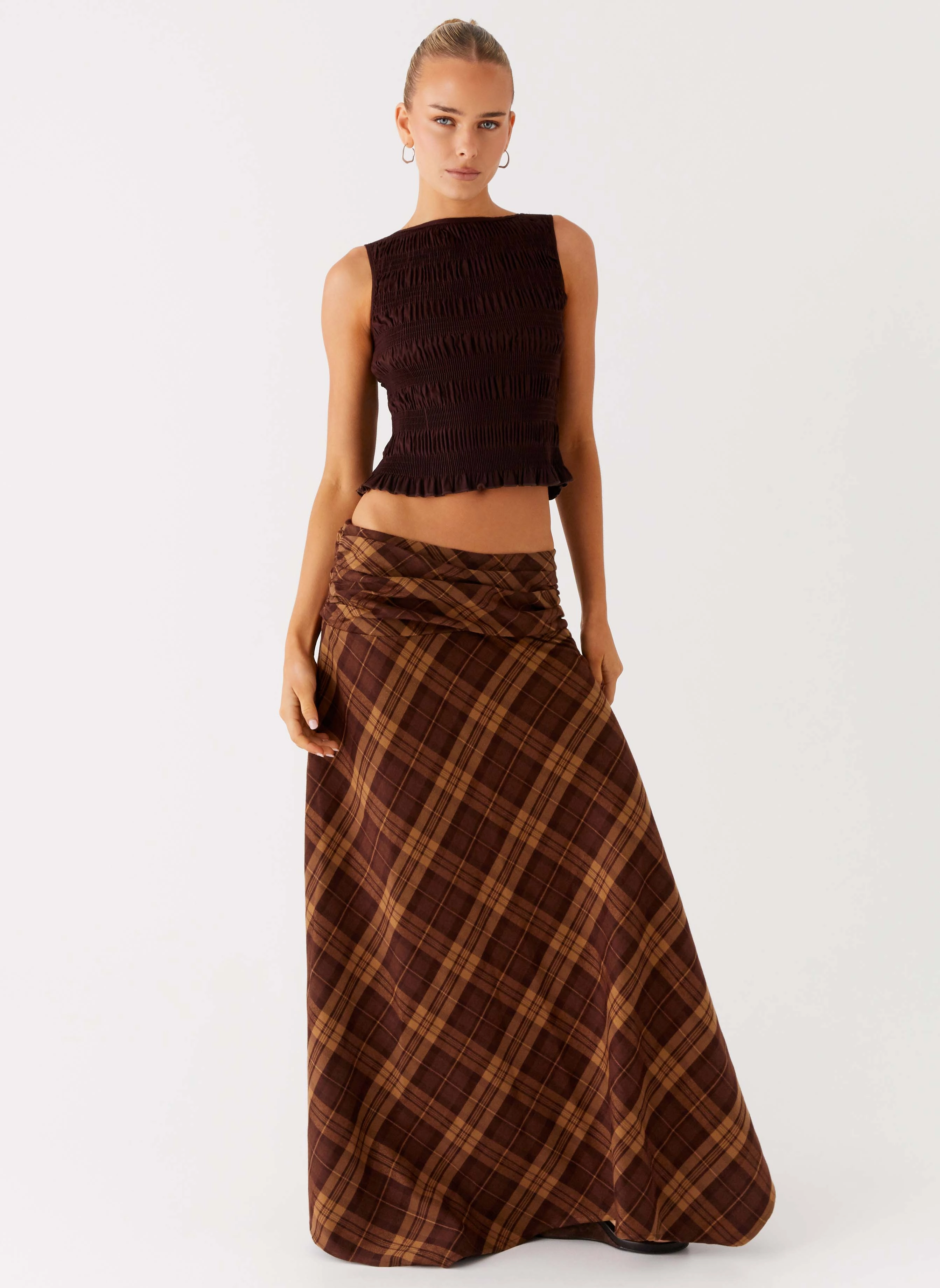 Karolina Maxi Skirt - Plaid CompressionFitFabric Loose Design