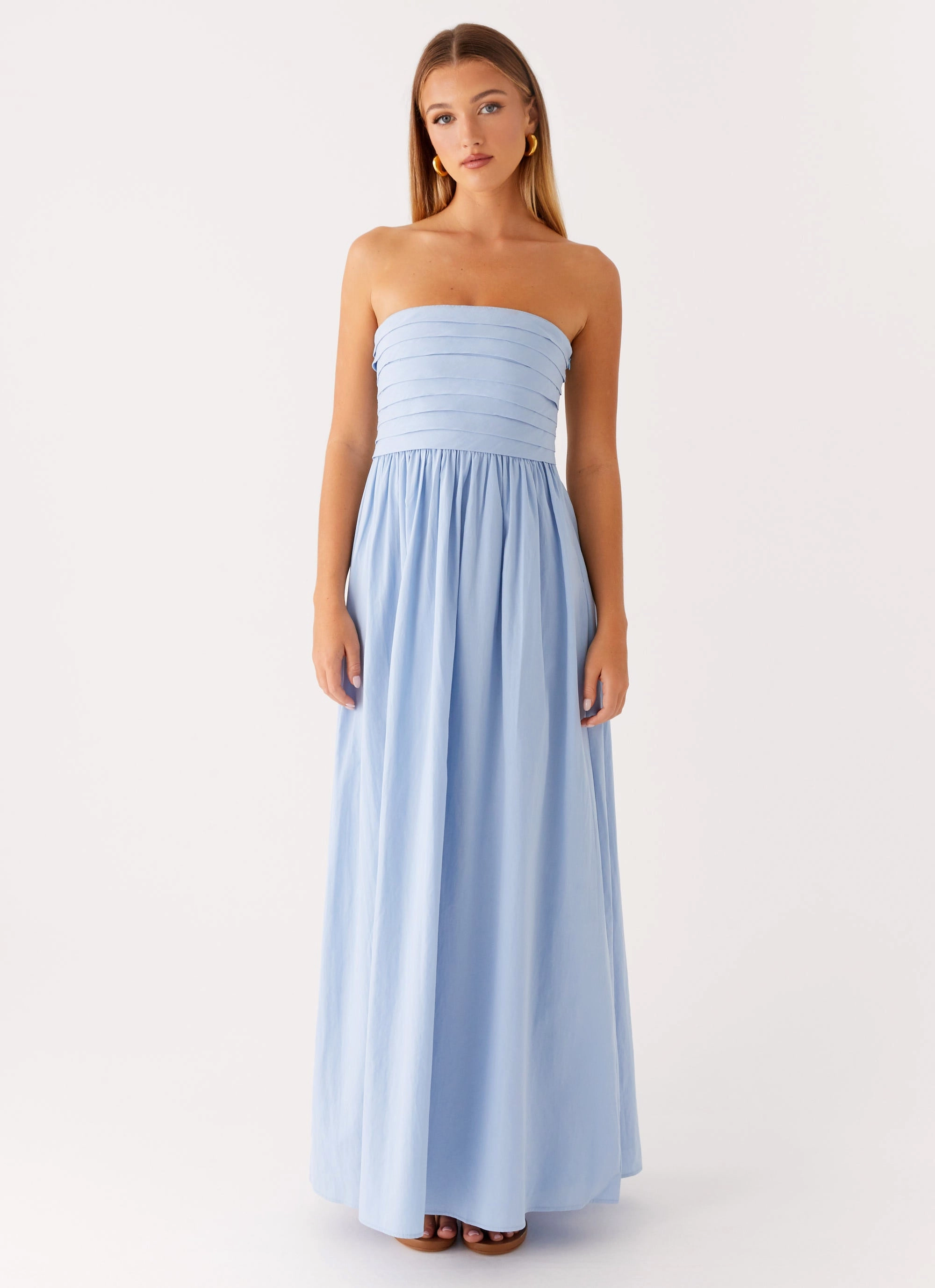 Tiered-Skirt High-waist Tamia Maxi Dress - Blue