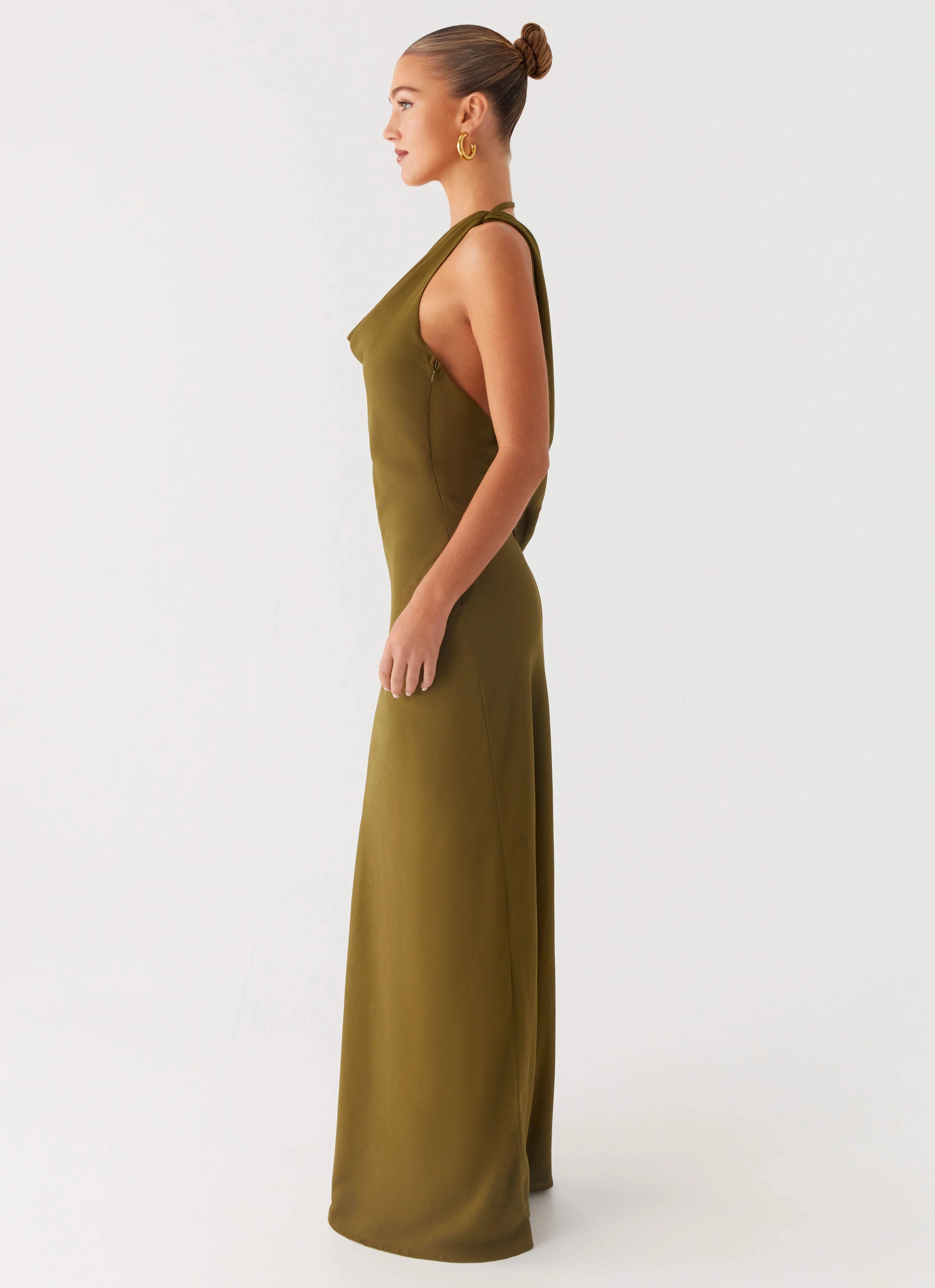 Smart Comfort Light material Opal Glow Maxi Dress - Khaki