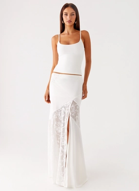 Dasie Lace Maxi Skirt - White Comfy Material