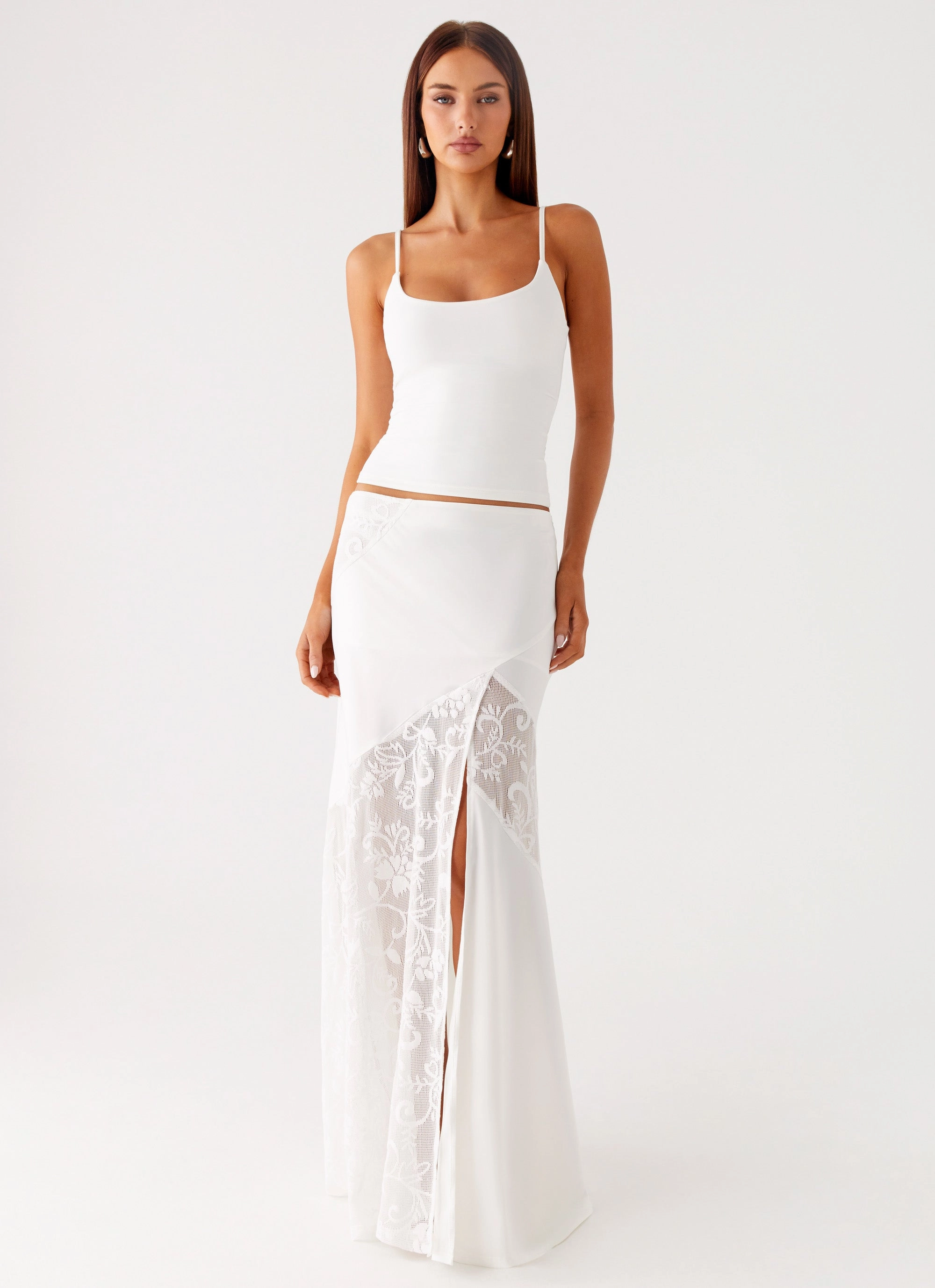 Dasie Lace Maxi Skirt - White Comfy Material