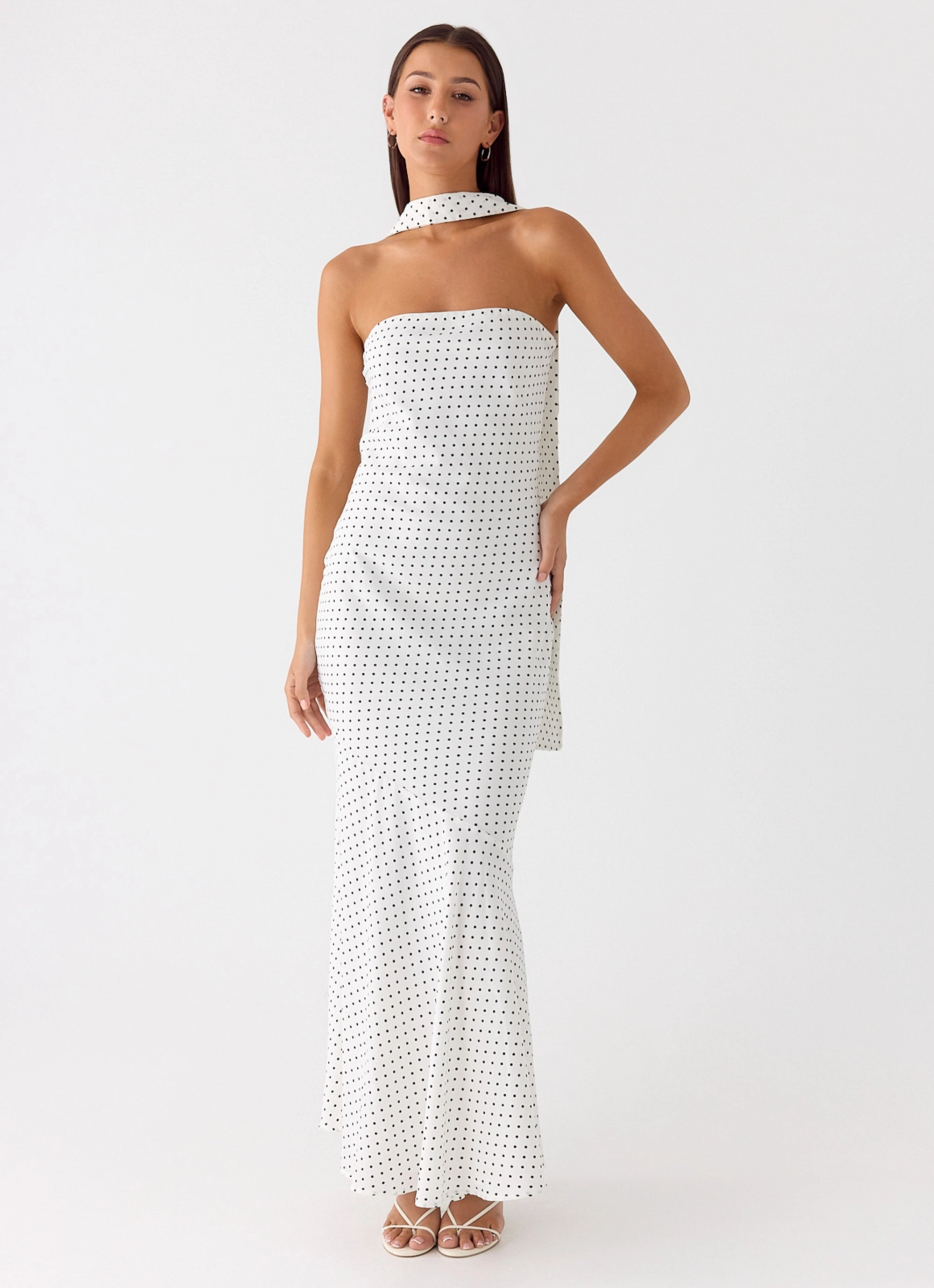 Under The Pagoda Maxi Dress - White Polkadot Clean Base