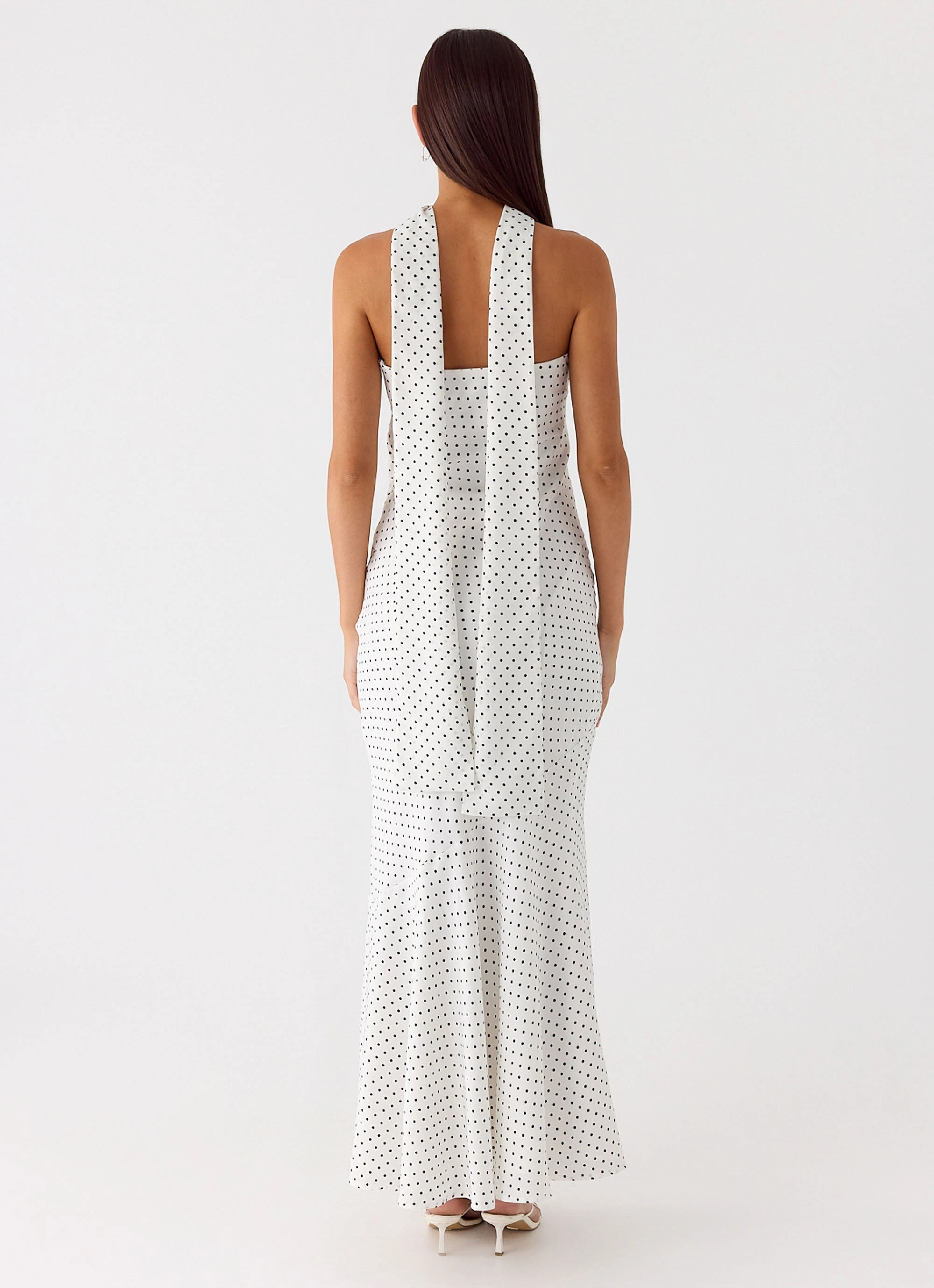 Under The Pagoda Maxi Dress - White Polkadot Ankle-length