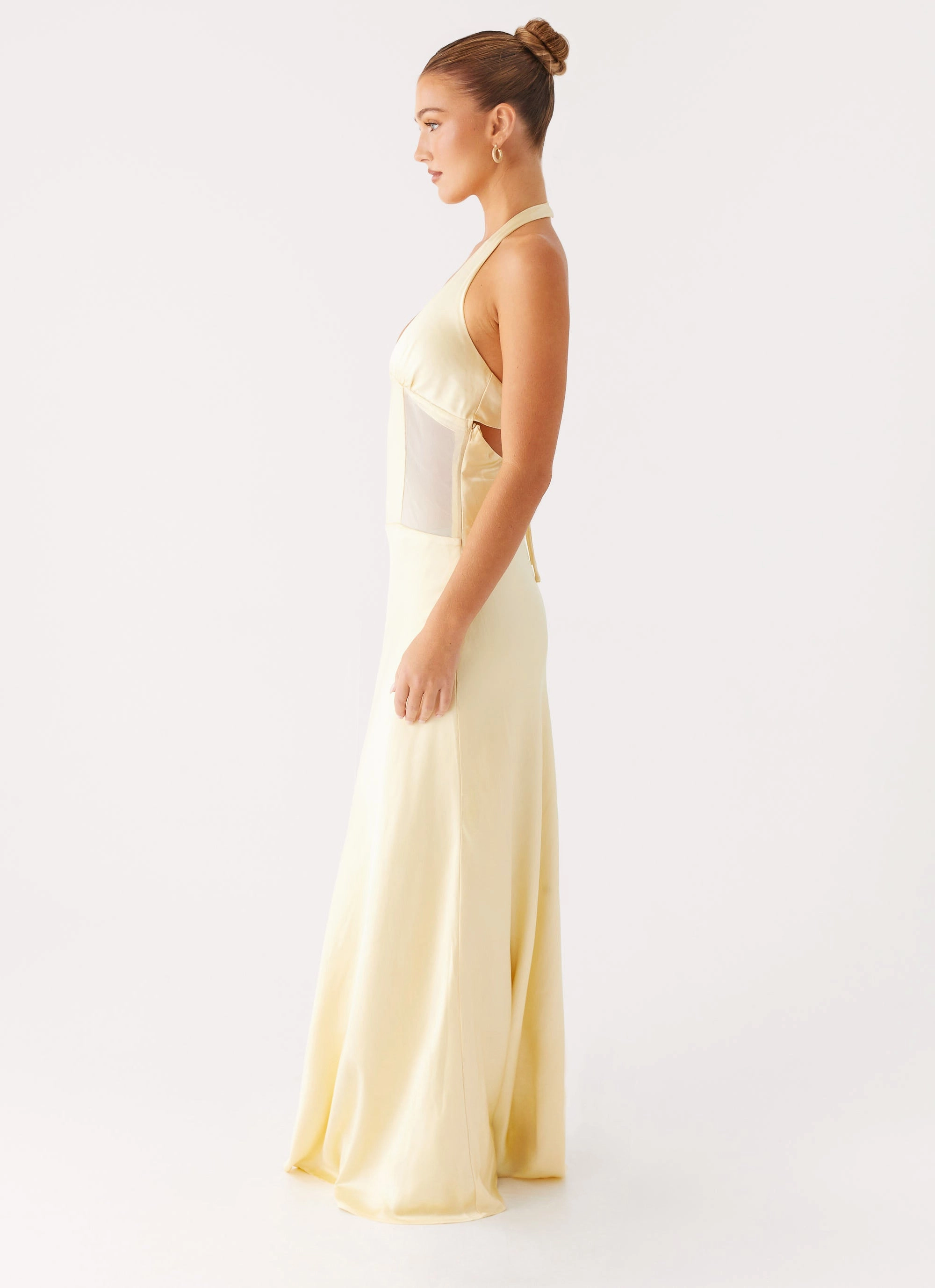 Fashionable Style Ambre Mesh Panel Maxi Dress - Yellow