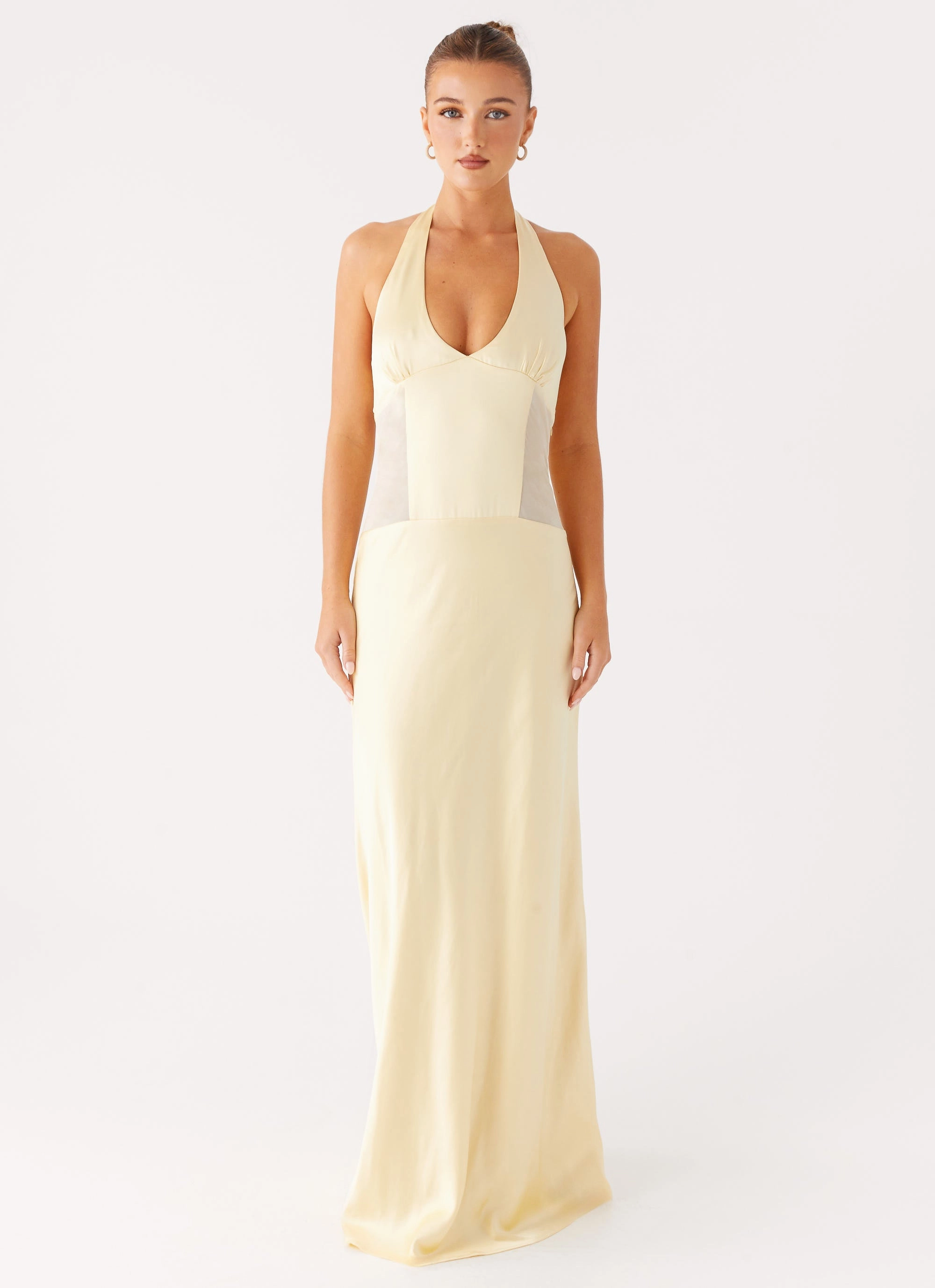 Pose Glow Ambre Mesh Panel Maxi Dress - Yellow