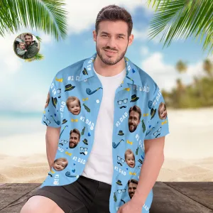 Father Custom Face With Exotic Tiki Pattern Personalised Photo Hawaiian Shirt