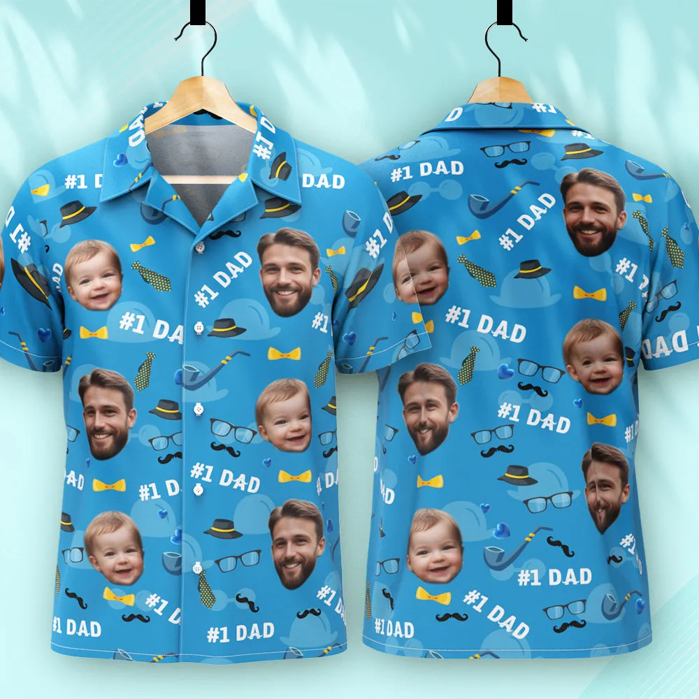 Father Custom Face With Exotic Tiki Pattern Personalised Photo Hawaiian Shirt