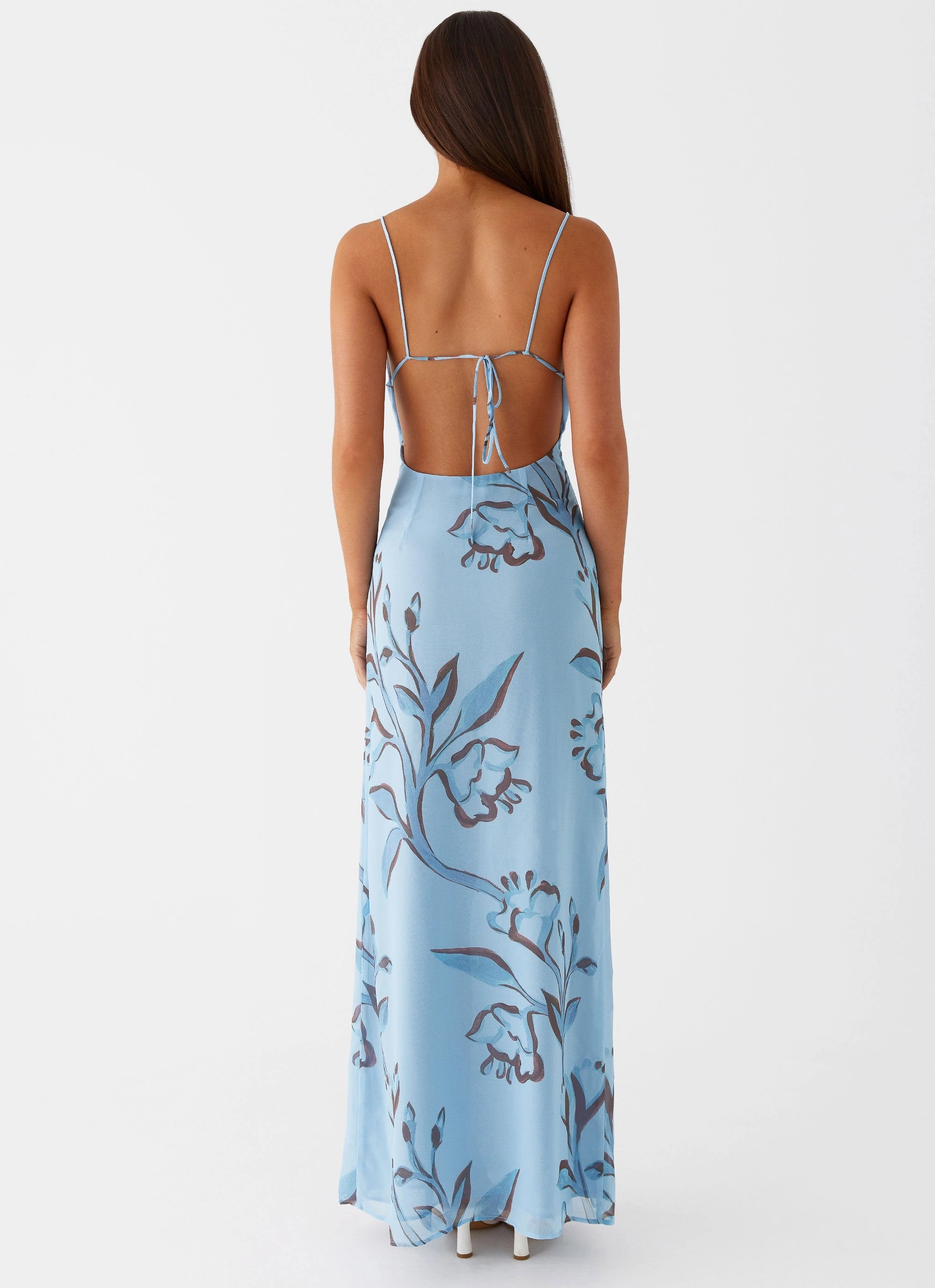 Felicia Daisy Maxi Dress - Blue Floral Versatile Layering