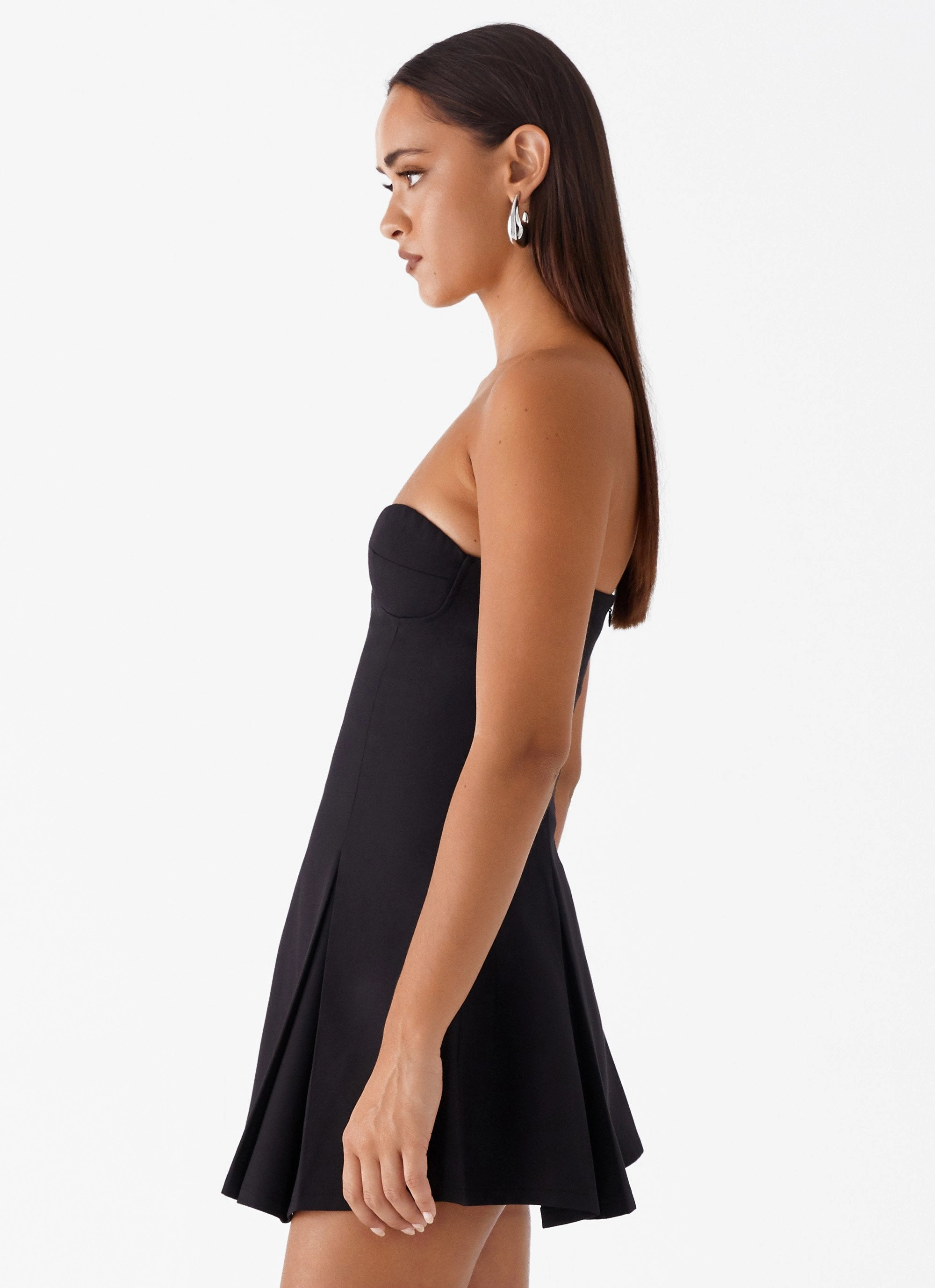 Cool Drape Victoria Strapless Mini Dress - Black